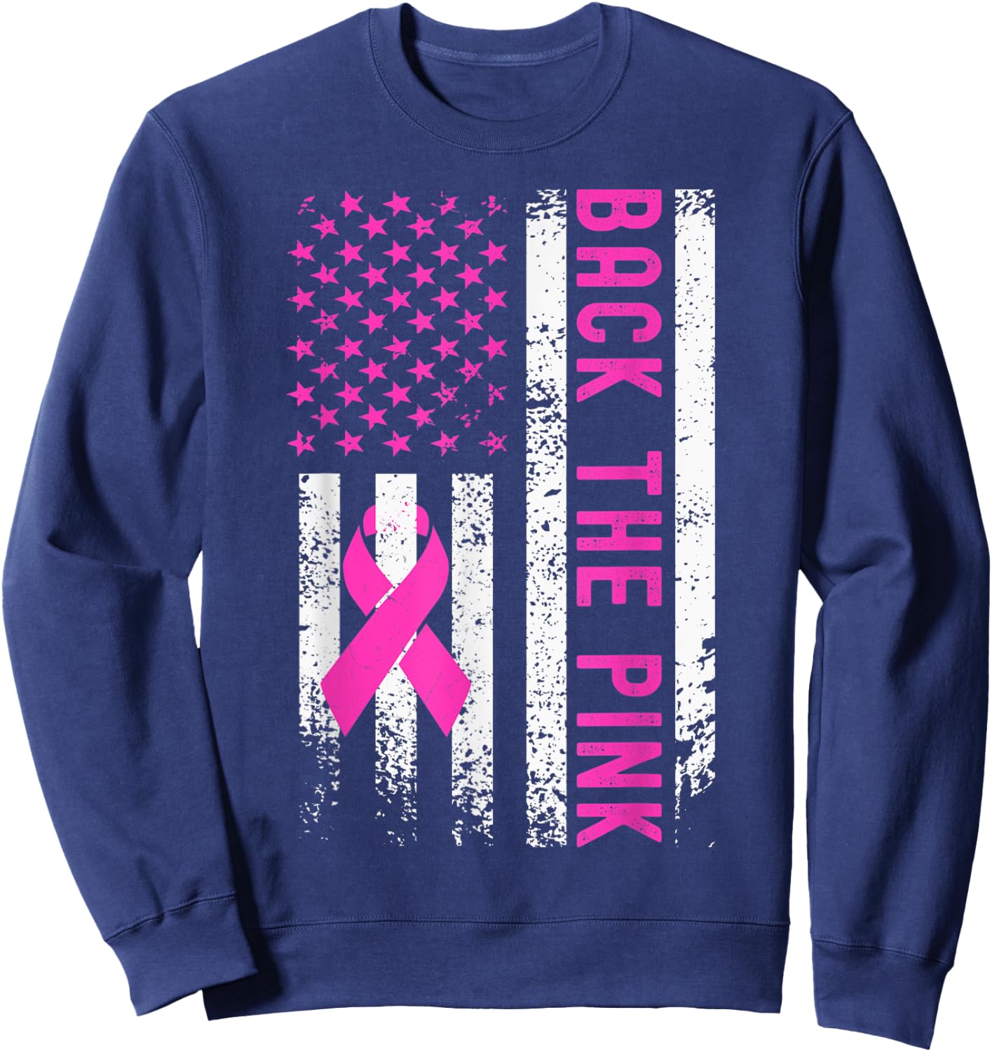 Back The Pink Breast Cancer Awareness Sweatshirt - Sweatshirt | Navy
