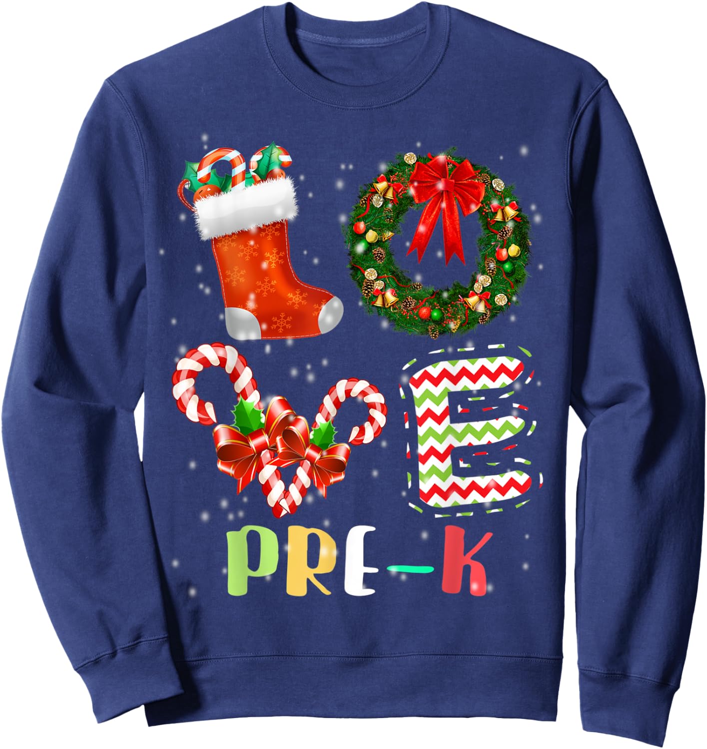 Love Pre-K Christmas Teacher Sweatshirt - Sweatshirt | Navy