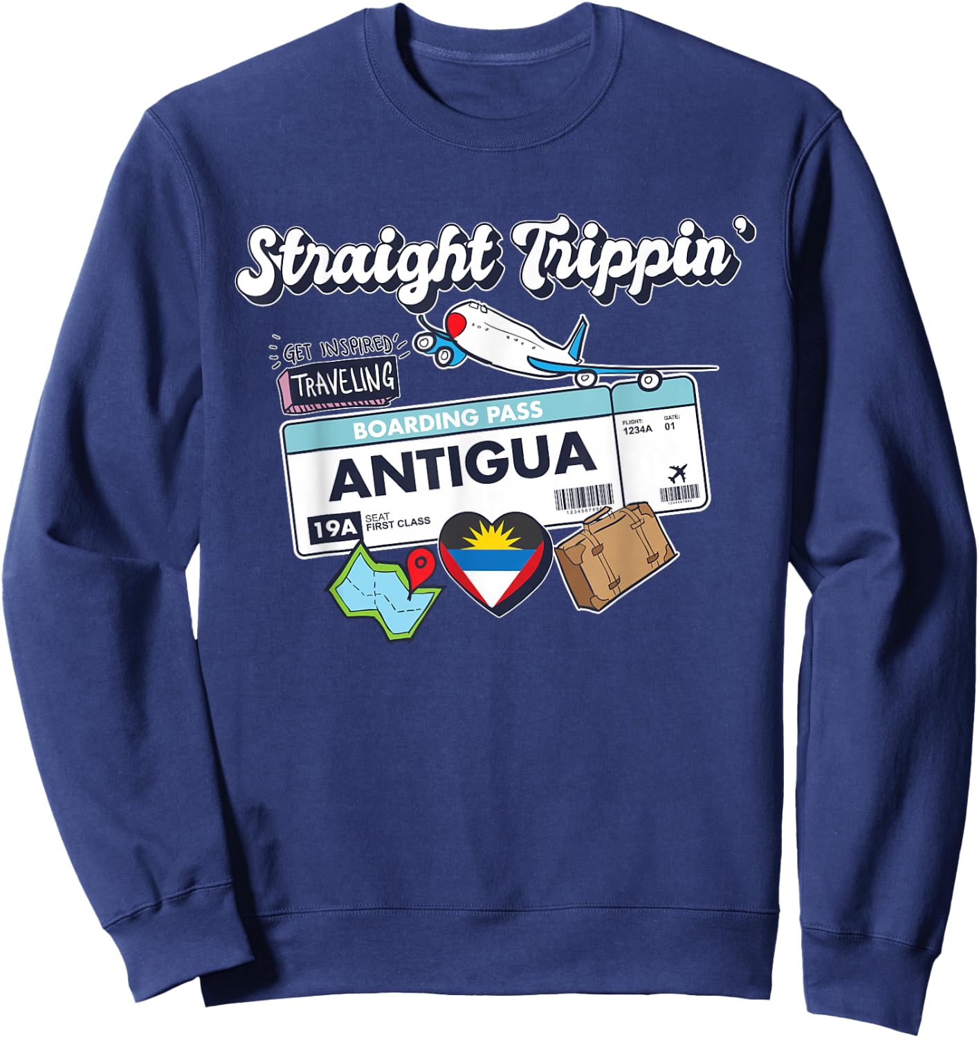 Straight Trippin' Antigua Vacation Tour Travel Trip Matching Sweatshirt - Sweatshirt | Navy