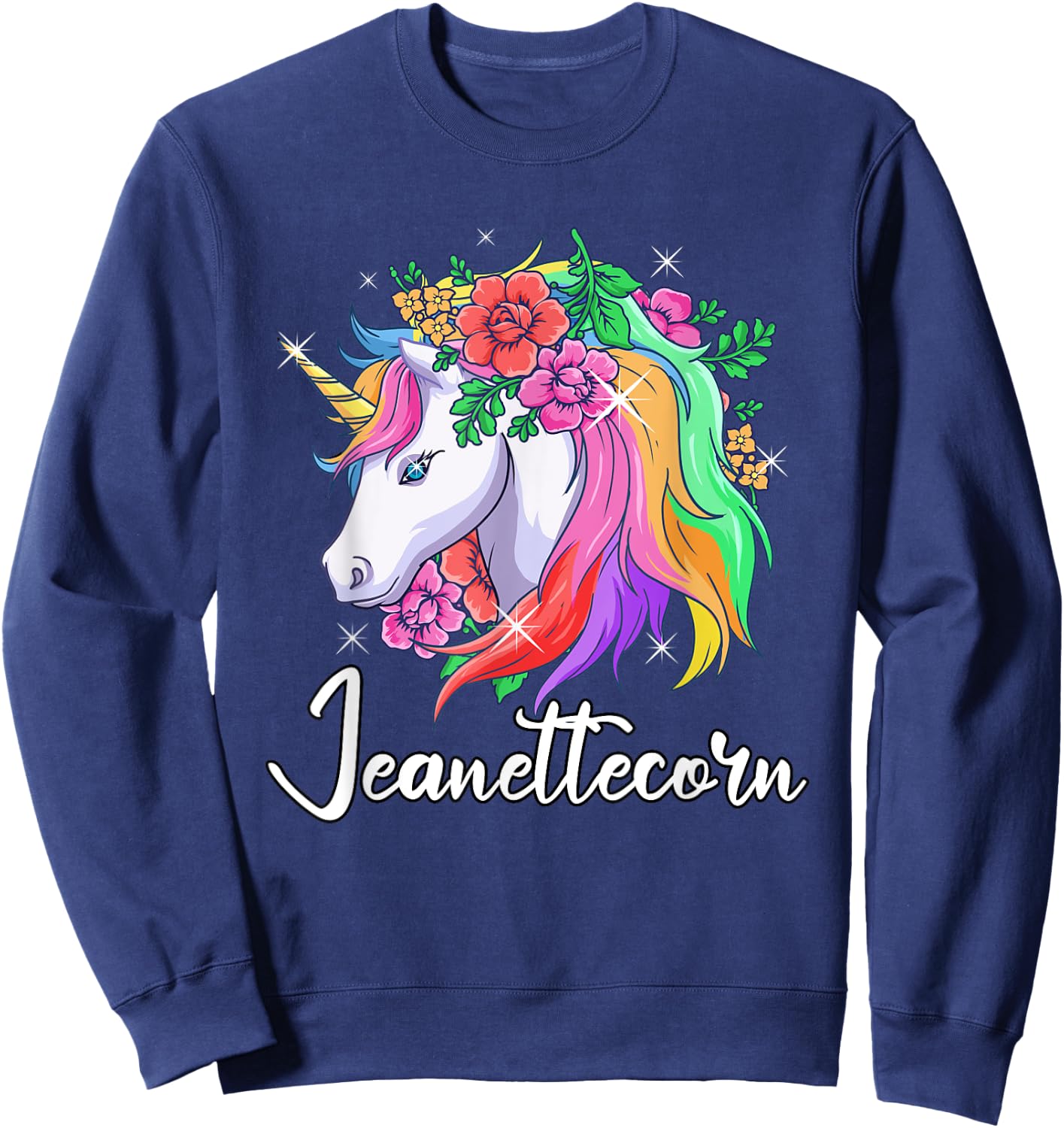 Cute Jeanettecorn Personalized Name Unicorn Jeanette Sweatshirt - Sweatshirt | Navy