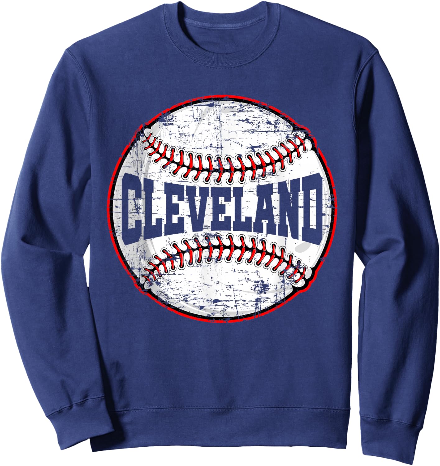 Baseball Lover Men Women Vintage Cleveland Cityscape Sweatshirt - Sweatshirt | Navy