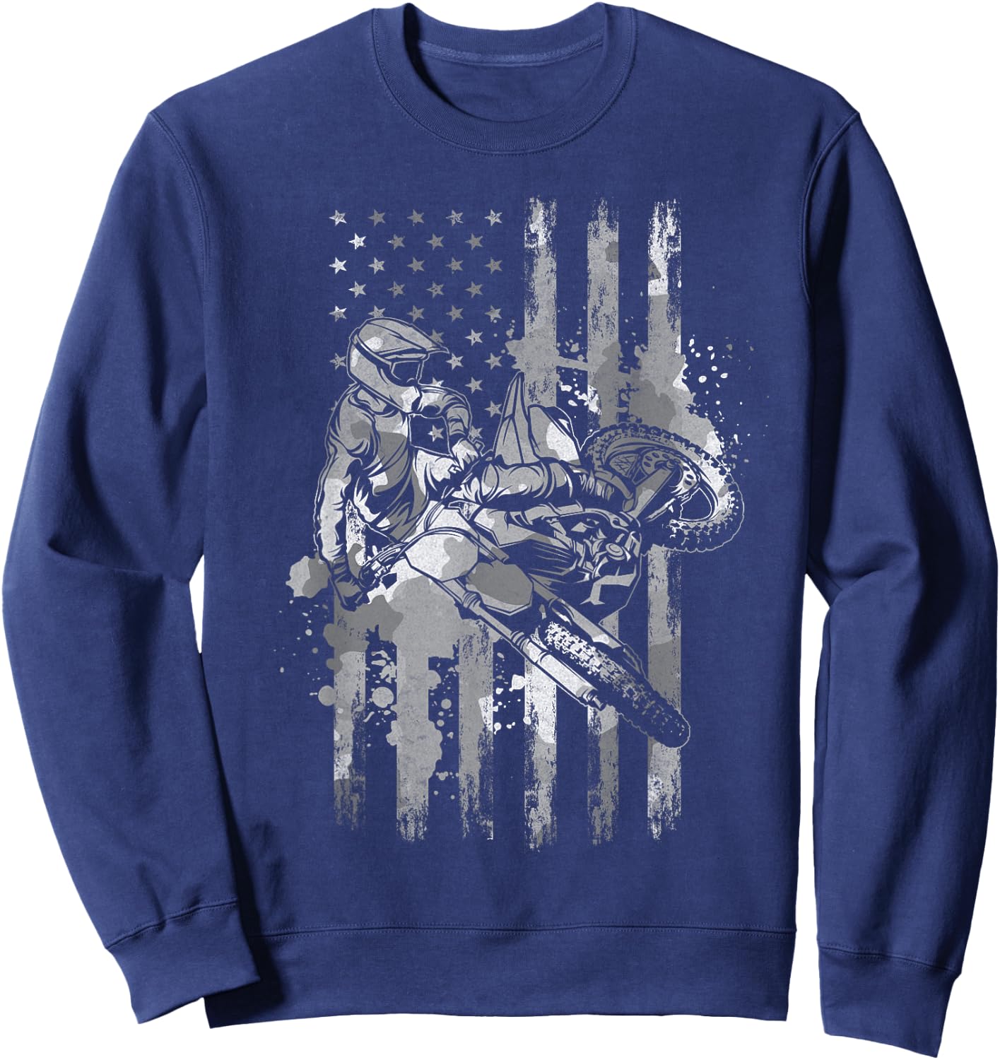 Freestyle Motocross American Flag I Motorcycle Supercross Women Men Sweatshirt - Sweatshirt | Navy