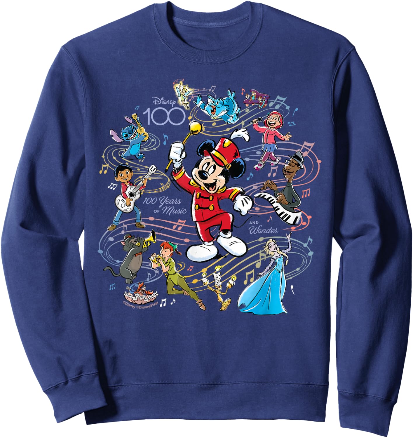 Disney 100 Years of Music and Wonder Mickey Full Color D100 Sweatshirt - Sweatshirt | Navy