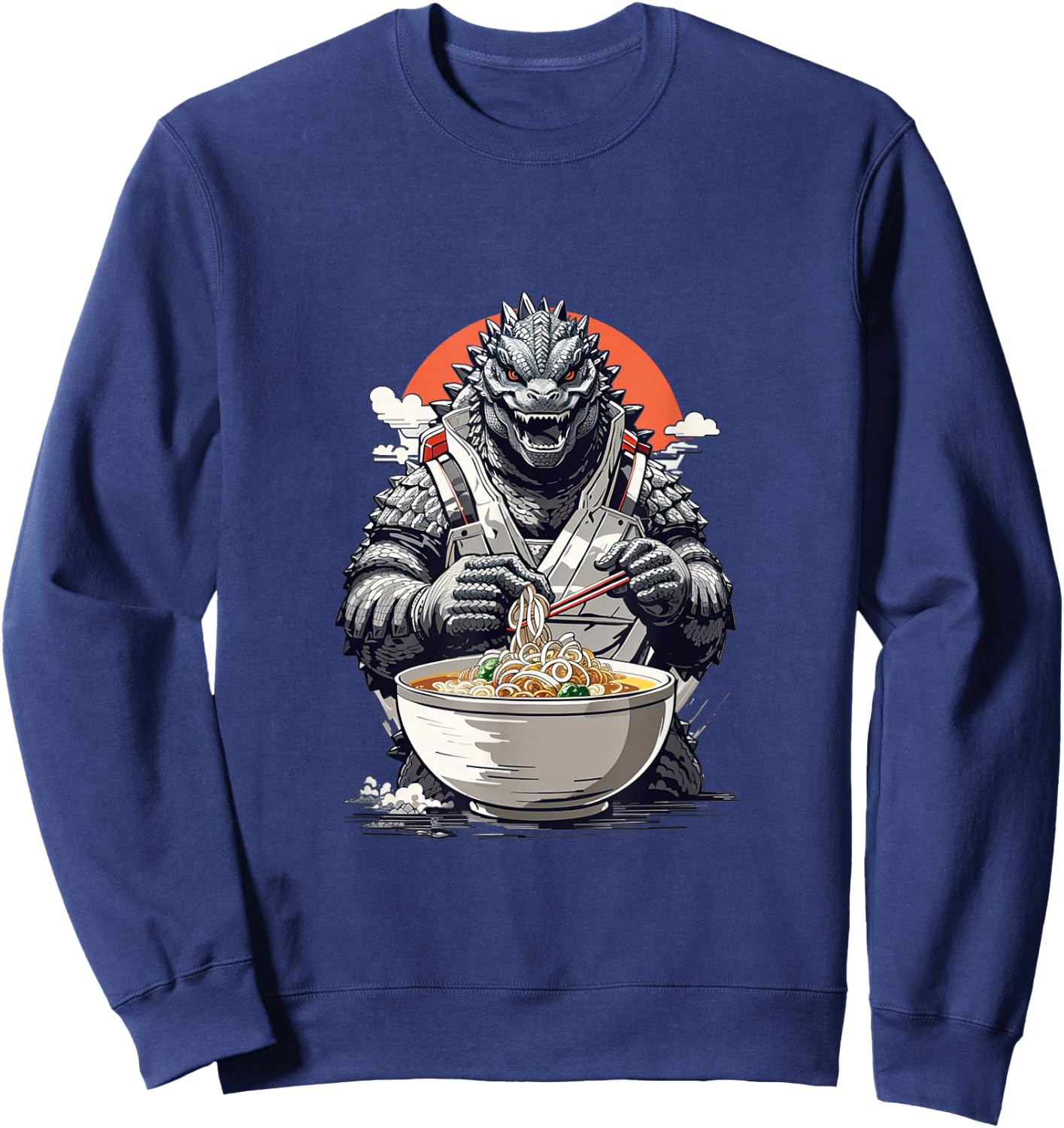 Japanese Monster Kaiju Eating Ramen Sweatshirt - Sweatshirt | Navy