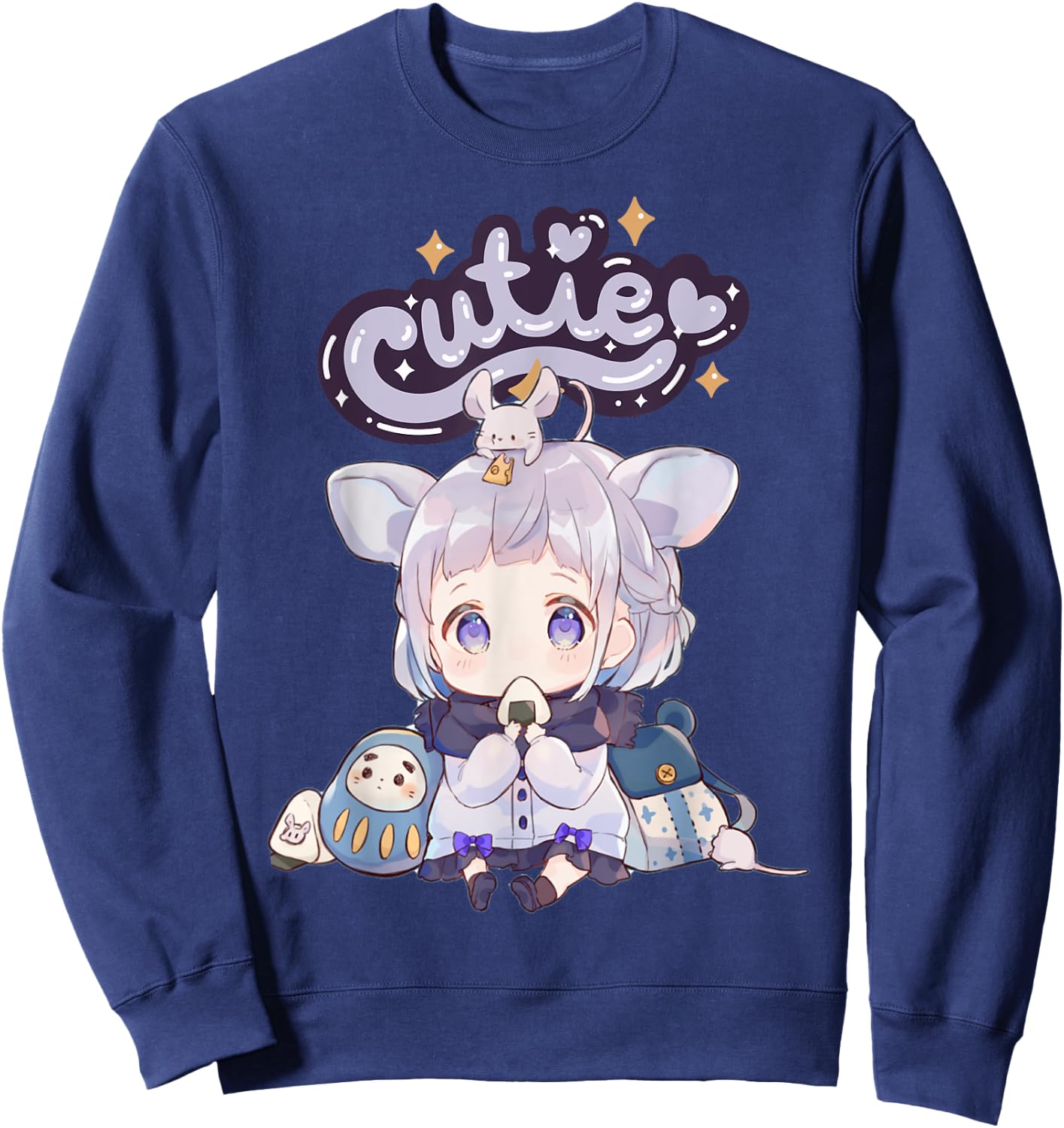 Anime Cutie Onigiri Girl Cute Kawaii UwU Sweatshirt - Sweatshirt | Navy