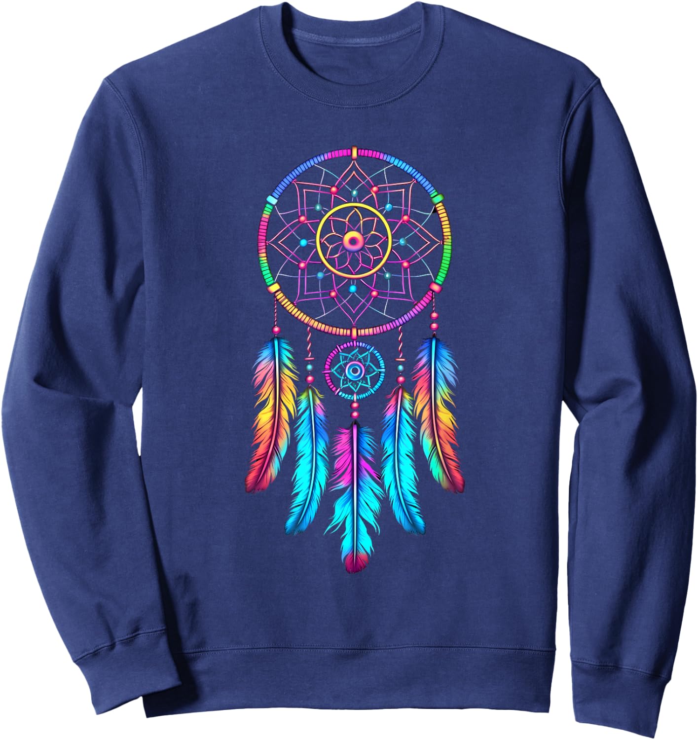 Colourful Dream Catcher Feather Tribal Indian Tattoo Dreamcatcher Sweatshirt - Sweatshirt | Navy