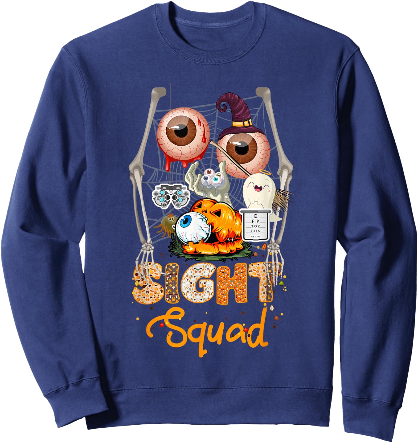 Optometrist Halloween Sight Squad Witch Pumpkin Optician Sweatshirt - Sweatshirt | Navy