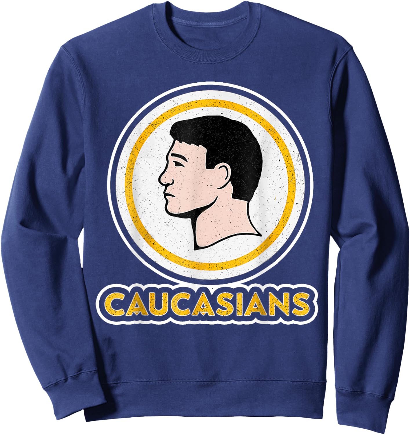 Caucasians Funny Vintage Caucasians Pride Sweatshirt - Sweatshirt | Navy