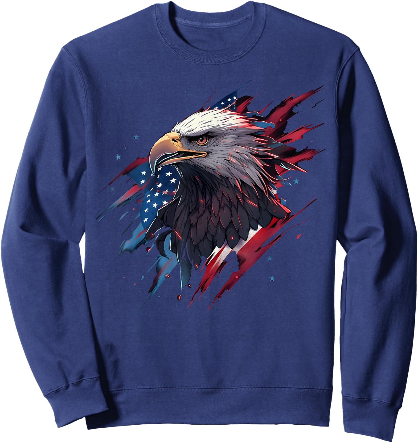 Eagle Bird 4th of July American Flag Veterans Memorial Sweatshirt - Sweatshirt | Navy