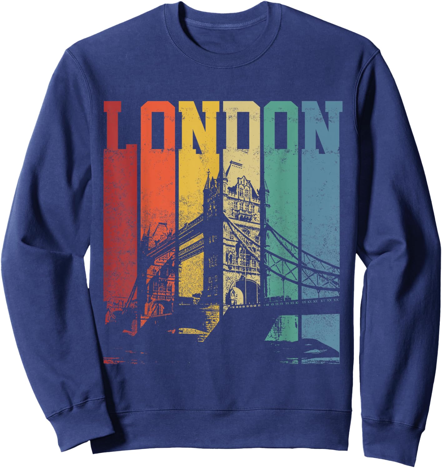 London City Tower Bridge England United Kingdom Vintage Sweatshirt - Sweatshirt | Navy