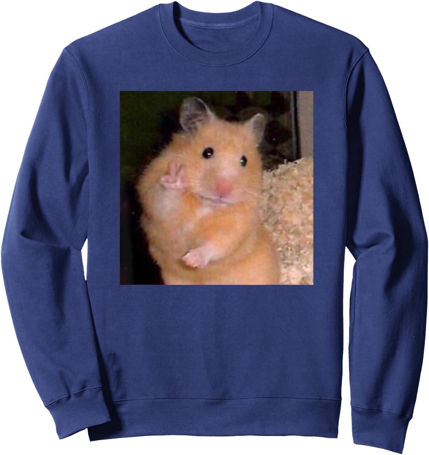Hamster Meme Peace Sign Funny Pet Owner Trendy Sweatshirt - Sweatshirt | Navy