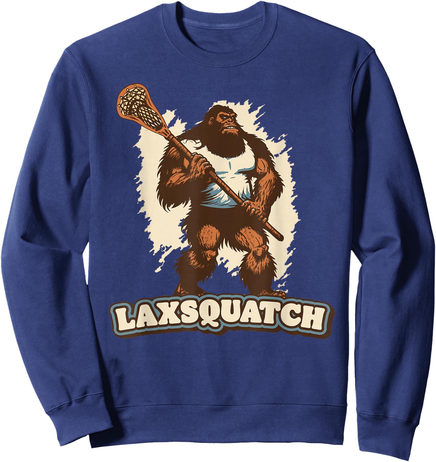 Laxsquatch! Bigfoot Lacrosse Player Funny Sasquatch Lax Sweatshirt - Sweatshirt | Navy