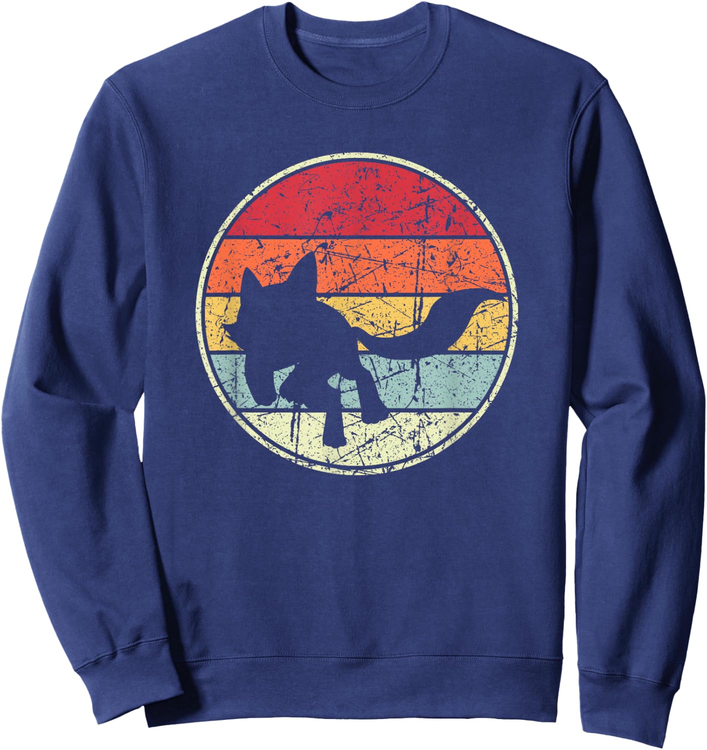 Fox Sunset, Fox Silhouette Sweatshirt - Sweatshirt | Navy