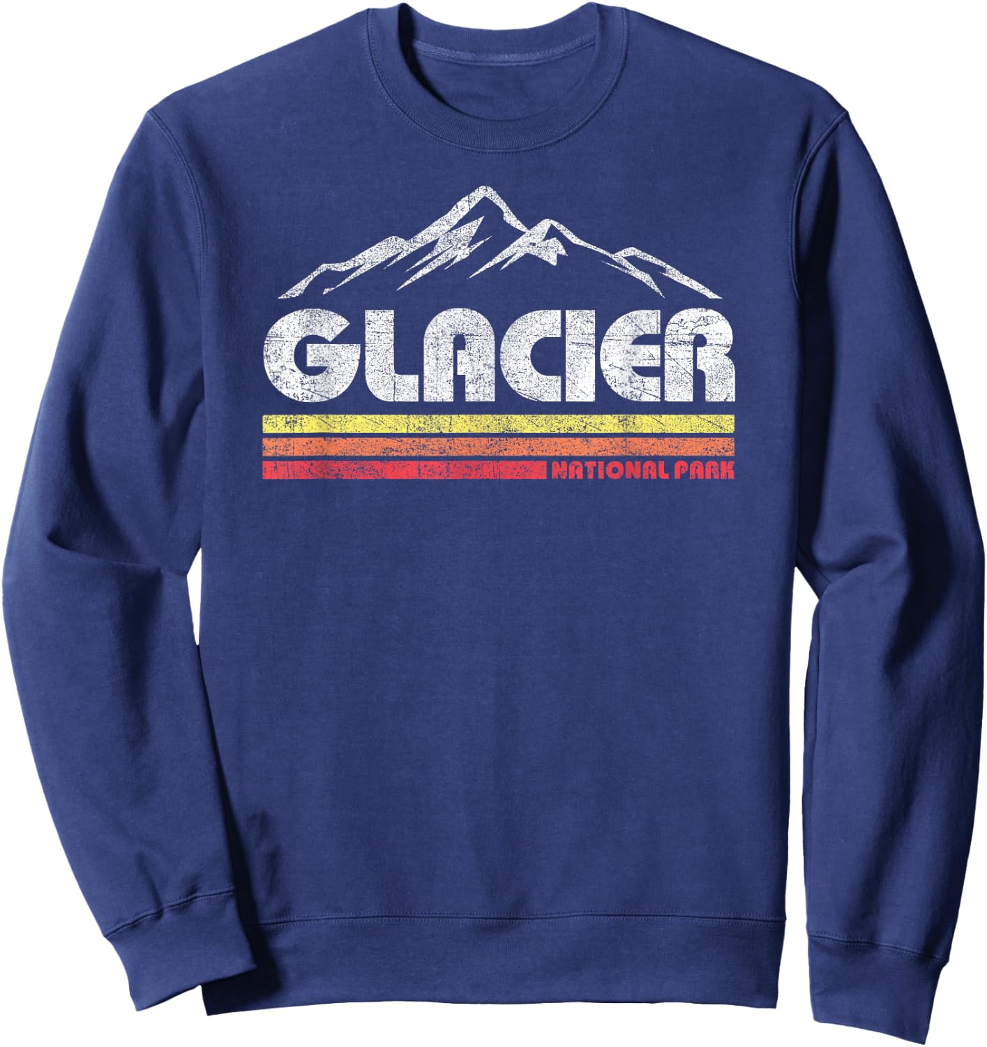 Vintage Glacier National Park Retro Mountain Souvenir Nature Sweatshirt - Sweatshirt | Navy