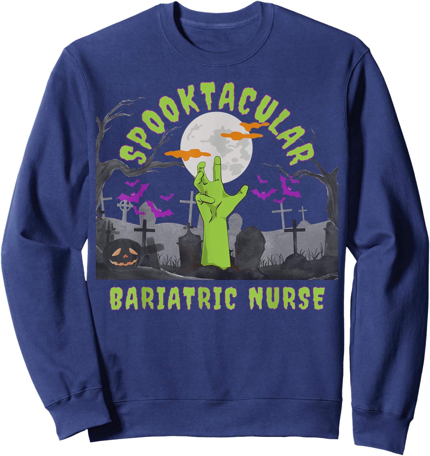 Spooktacular Nurses Love Halloween Fall Nurse Professional Sweatshirt - Sweatshirt | Navy