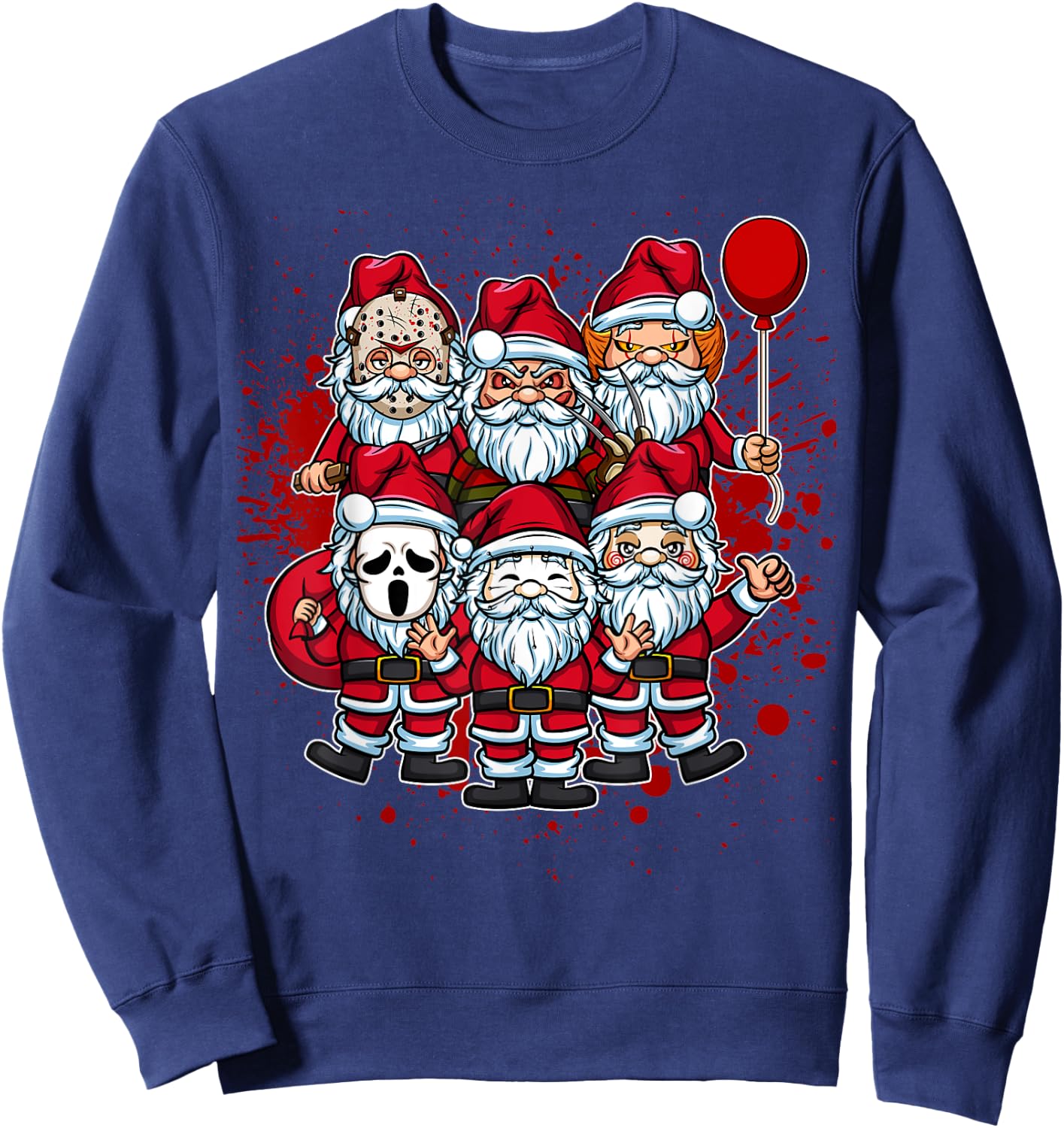 My Little Horror Crew - Christmas Horror Movie Santa Claus Sweatshirt - Sweatshirt | Navy