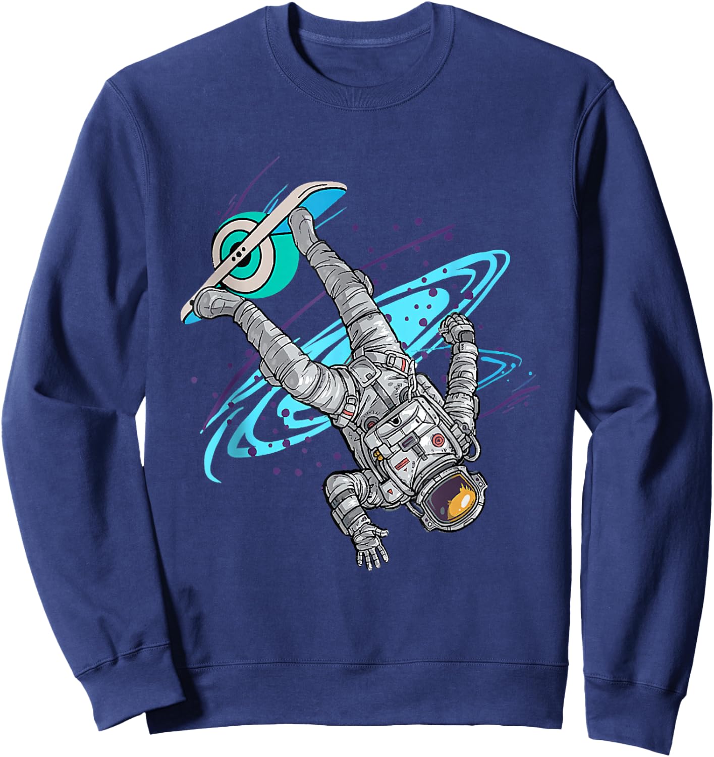 one Wheel Funny Astronaut Onewheel Float Life Skateboard Sweatshirt - Sweatshirt | Navy