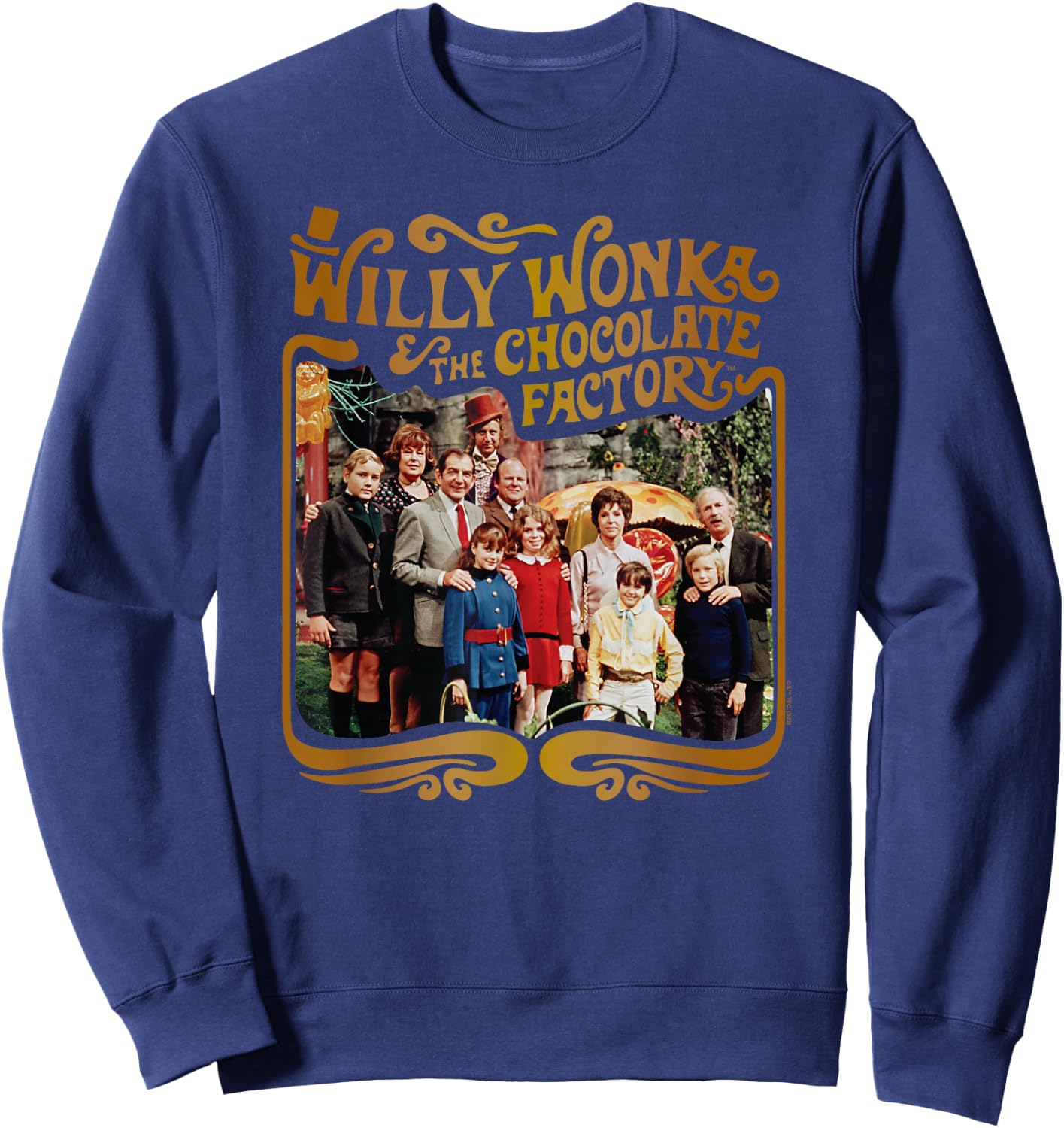 Willy Wonka & The Chocolate Factory - Willy Wonka Cast Photo Sweatshirt - Sweatshirt | Navy