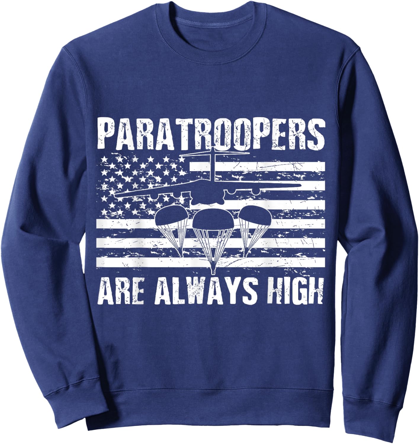 Paratrooper American Flag US Army Soldier Veterans Day Sweatshirt - Sweatshirt | Navy