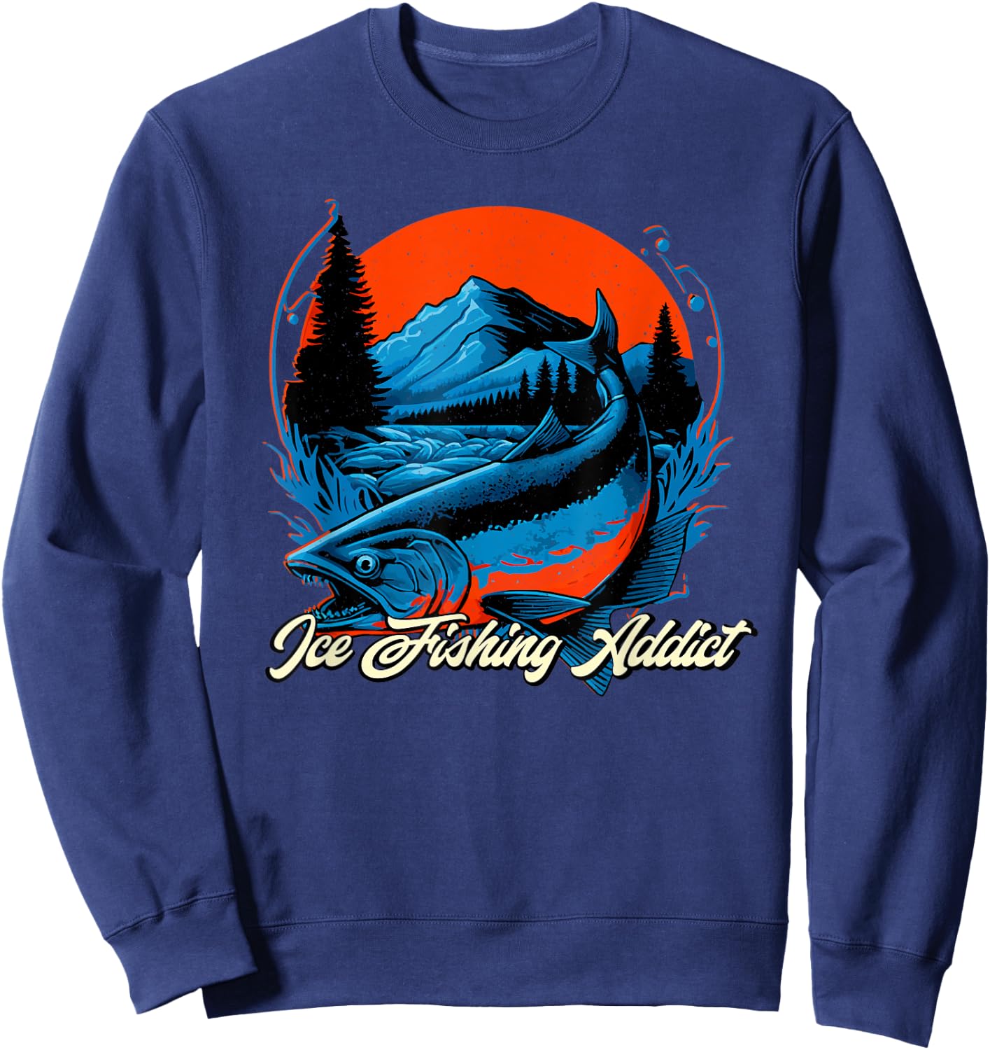 Ice Fishing Funny Fisherman Fisher Sweatshirt - Sweatshirt | Navy