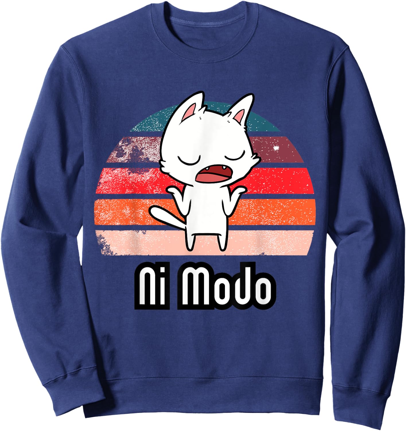 Ni Modo Shrugging Cat Sweatshirt - Sweatshirt | Navy