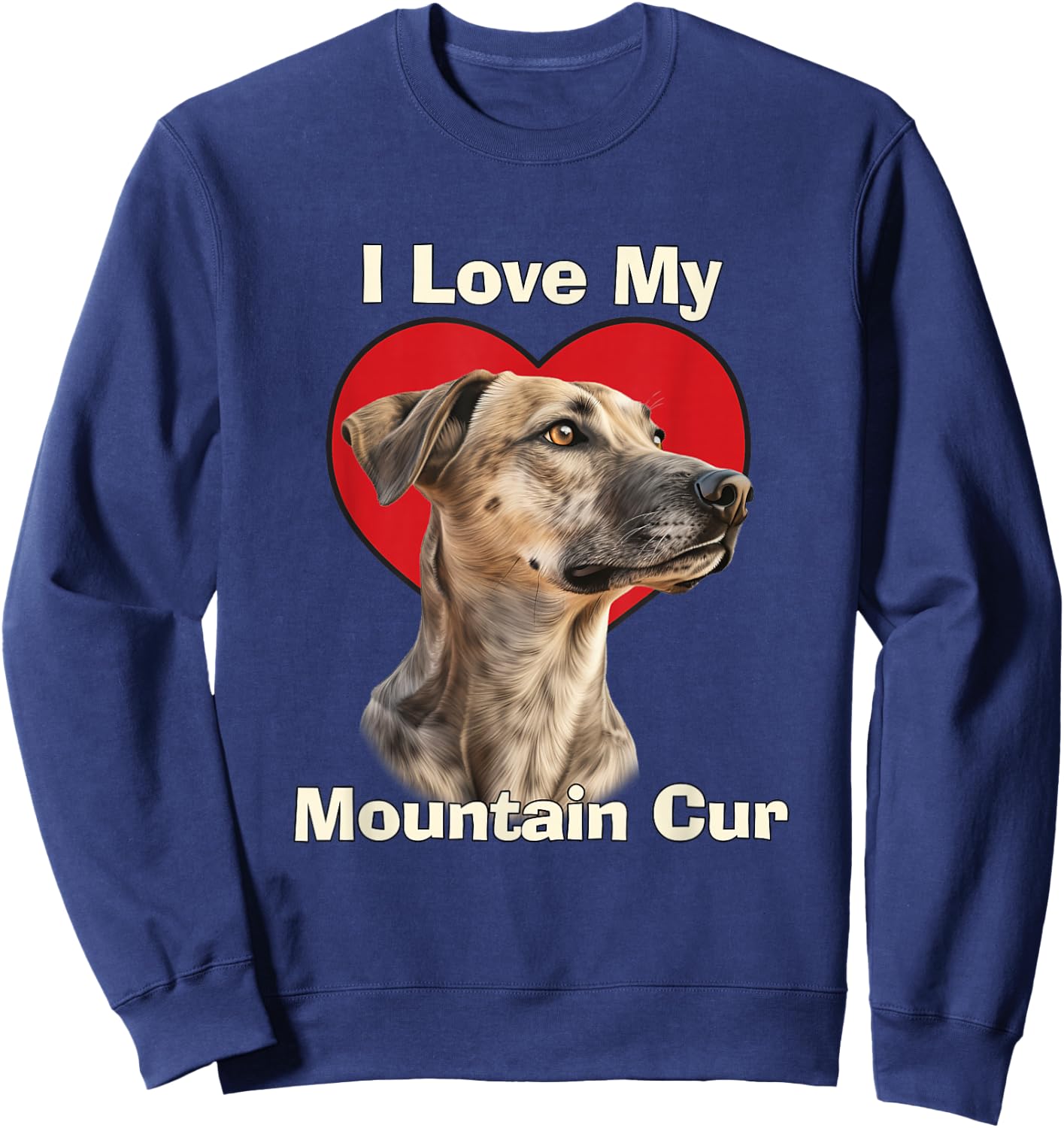 I Love My Mountain Cur Puppy Dog Women Kids Sweatshirt - Sweatshirt | Navy