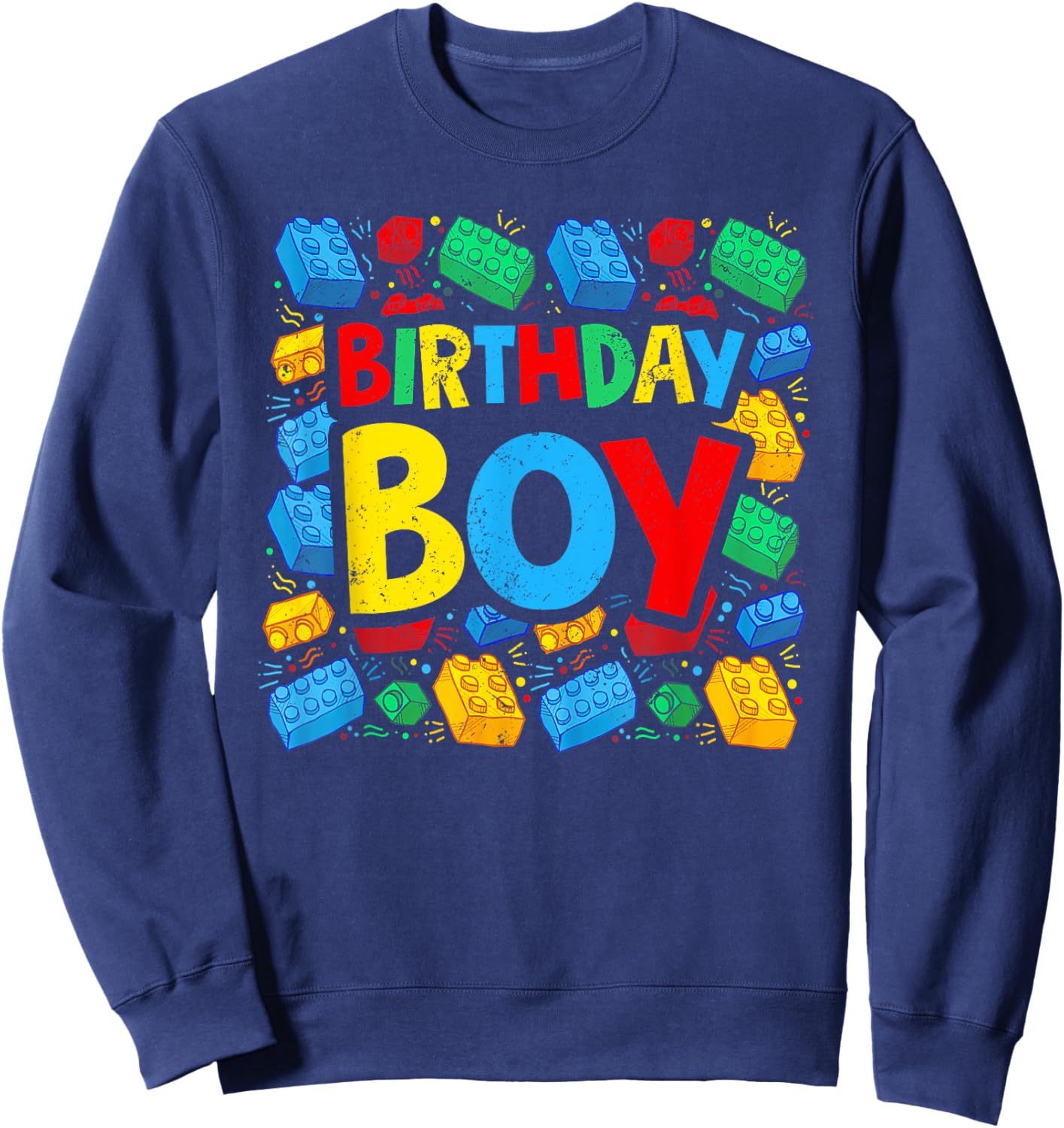 Birthday Boy Brick Builder Funny Blocks Master Builder Sweatshirt - Sweatshirt | Navy