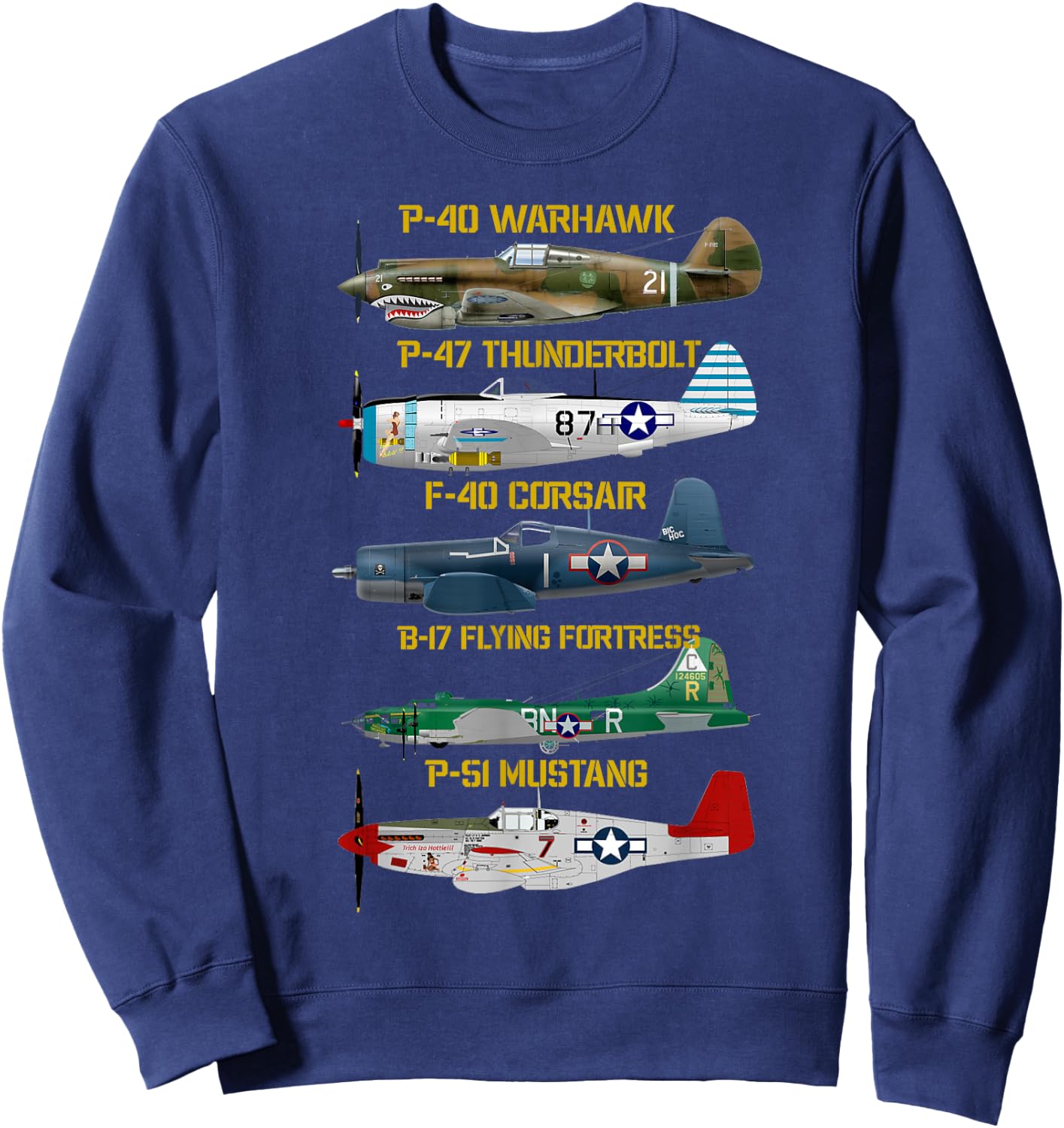 WW2 Planes Warbirds Warplanes Sweatshirt - Sweatshirt | Navy