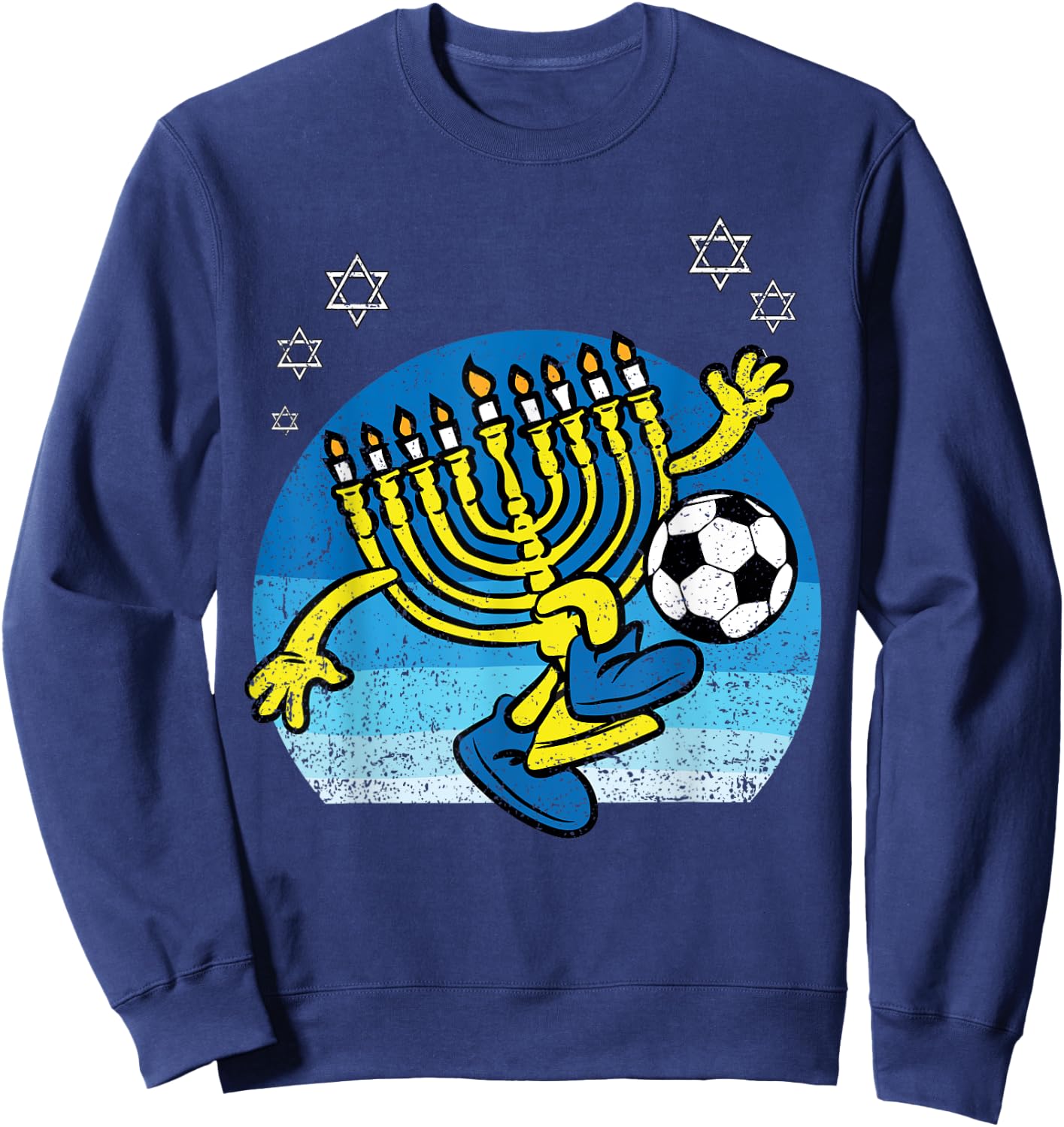 Menorah Soccer Player Hanukkah Chanukah Jewish Holiday Sweatshirt - Sweatshirt | Navy
