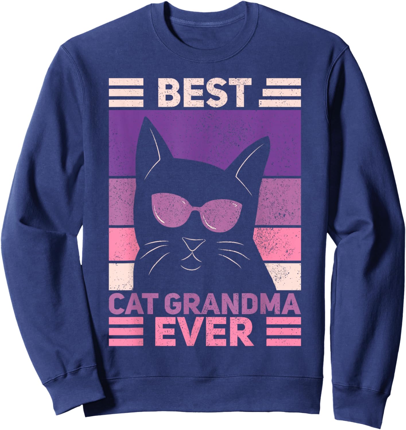 Best Cat Grandma Ever Women Cat Lover Funny Black Cat Themed Sweatshirt - Sweatshirt | Navy