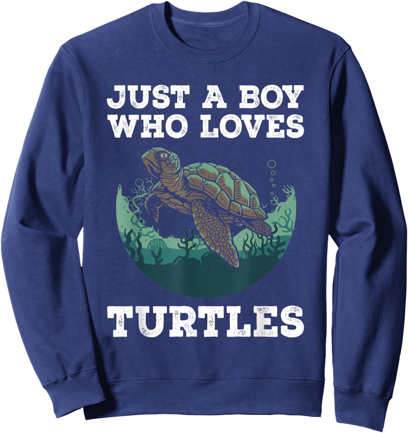 Funny Sea Turtles Design For Boys Kids Men Tortoise Lover Sweatshirt - Sweatshirt | Navy