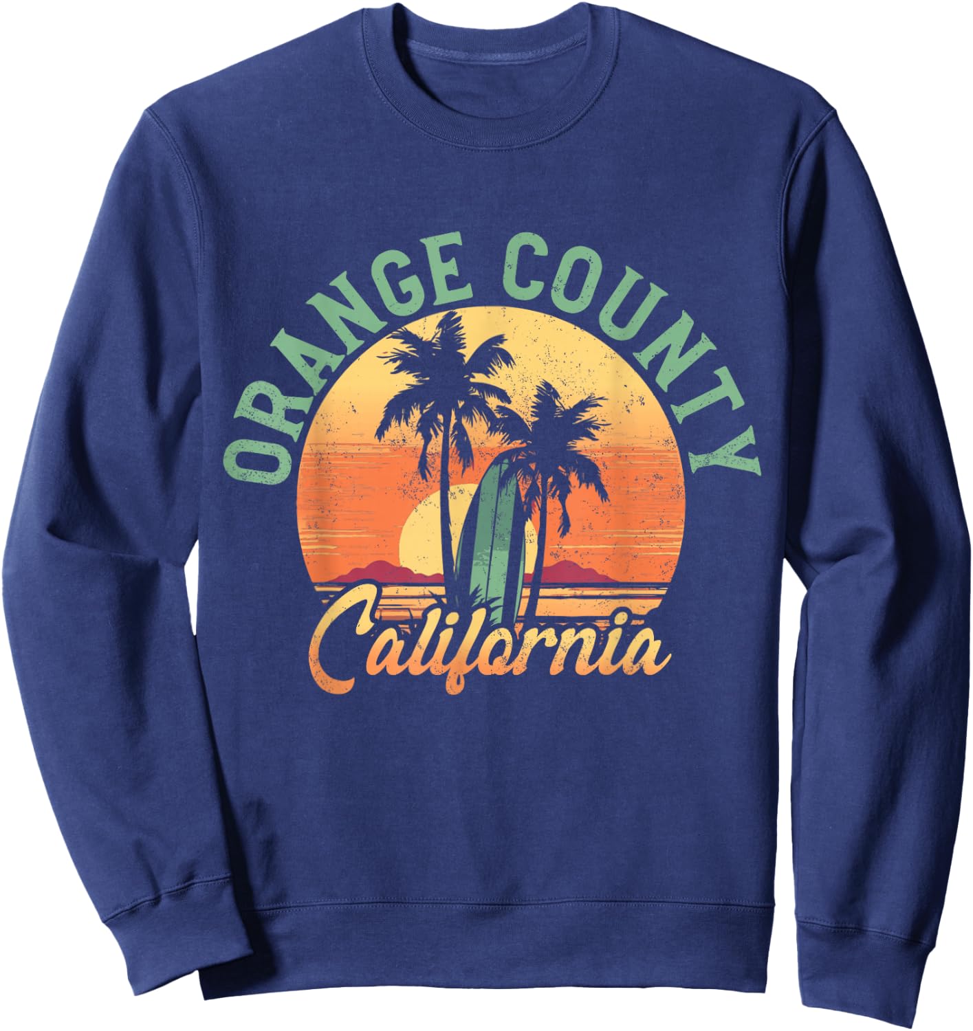 Orange County California Retro Surfer Vintage Beach Sweatshirt - Sweatshirt | Navy