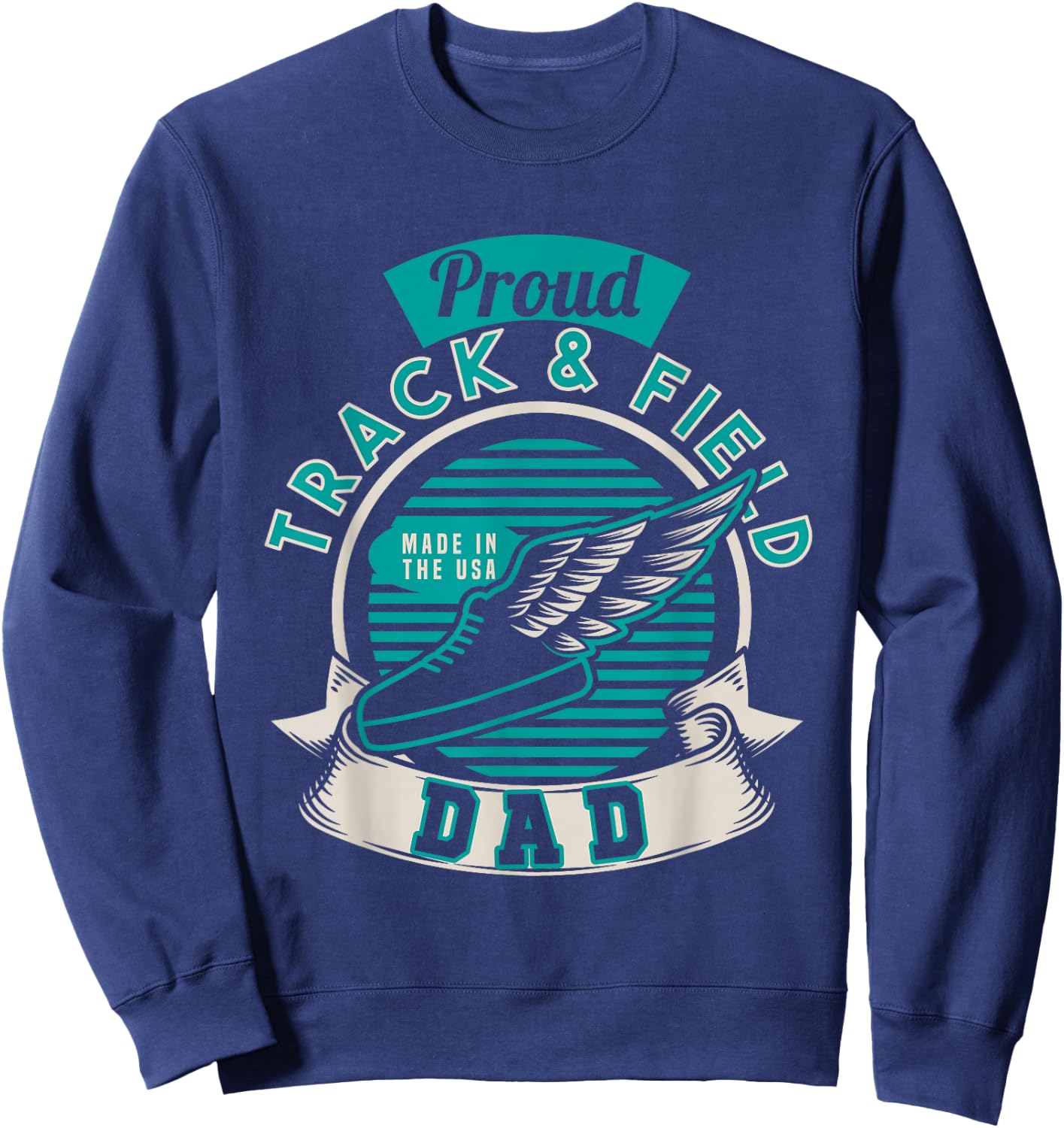 Proud Track & Field Dad USA | Athletics Sports | Running Sweatshirt - Sweatshirt | Navy