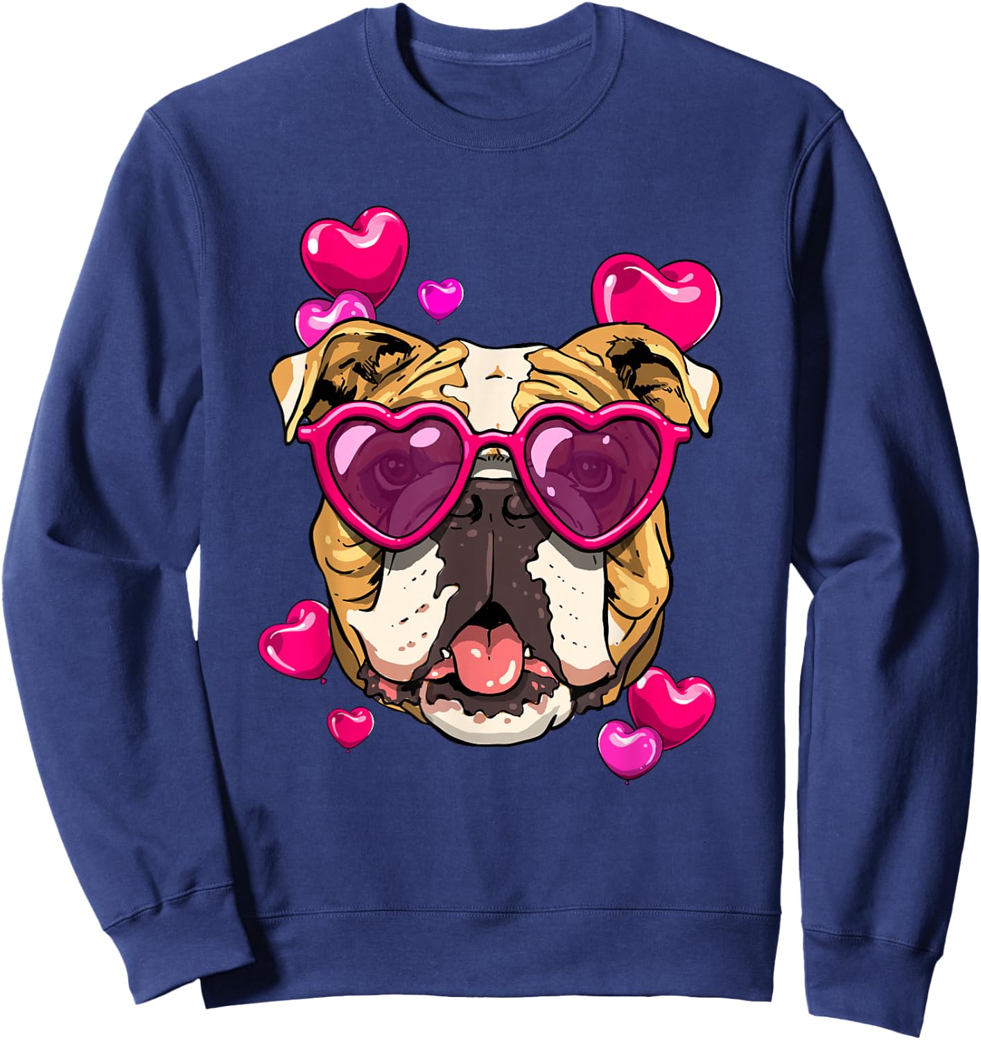 Valentines Day American Bulldog Heart Couples Dog Lover Sweatshirt - Sweatshirt | Navy