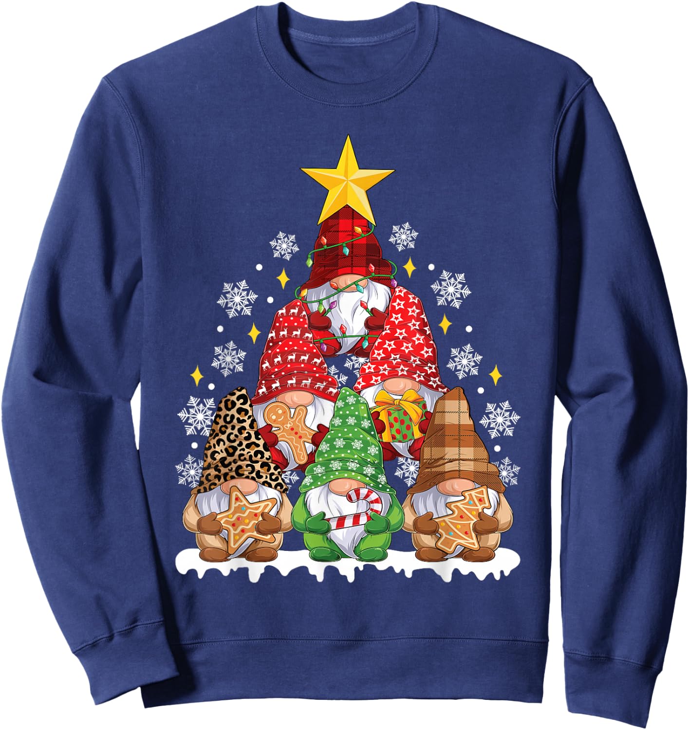 Funny Xmas Gnome Christmas Tree Men Women Kids Sweatshirt - Sweatshirt | Navy