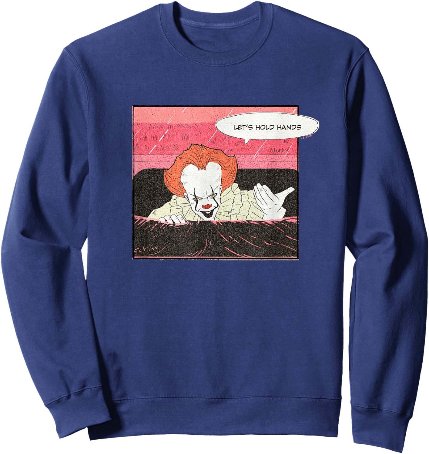 It Valentine's Day Let's Hold Hands Pennywise Retro Drawing Sweatshirt - Sweatshirt | Navy