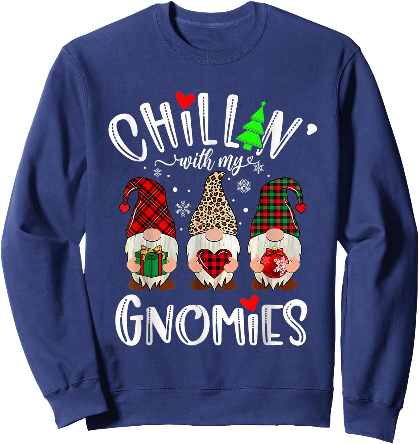 Chillin With My Gnomies Christmas Gnome Family Matching Xmas Sweatshirt - Sweatshirt | Navy