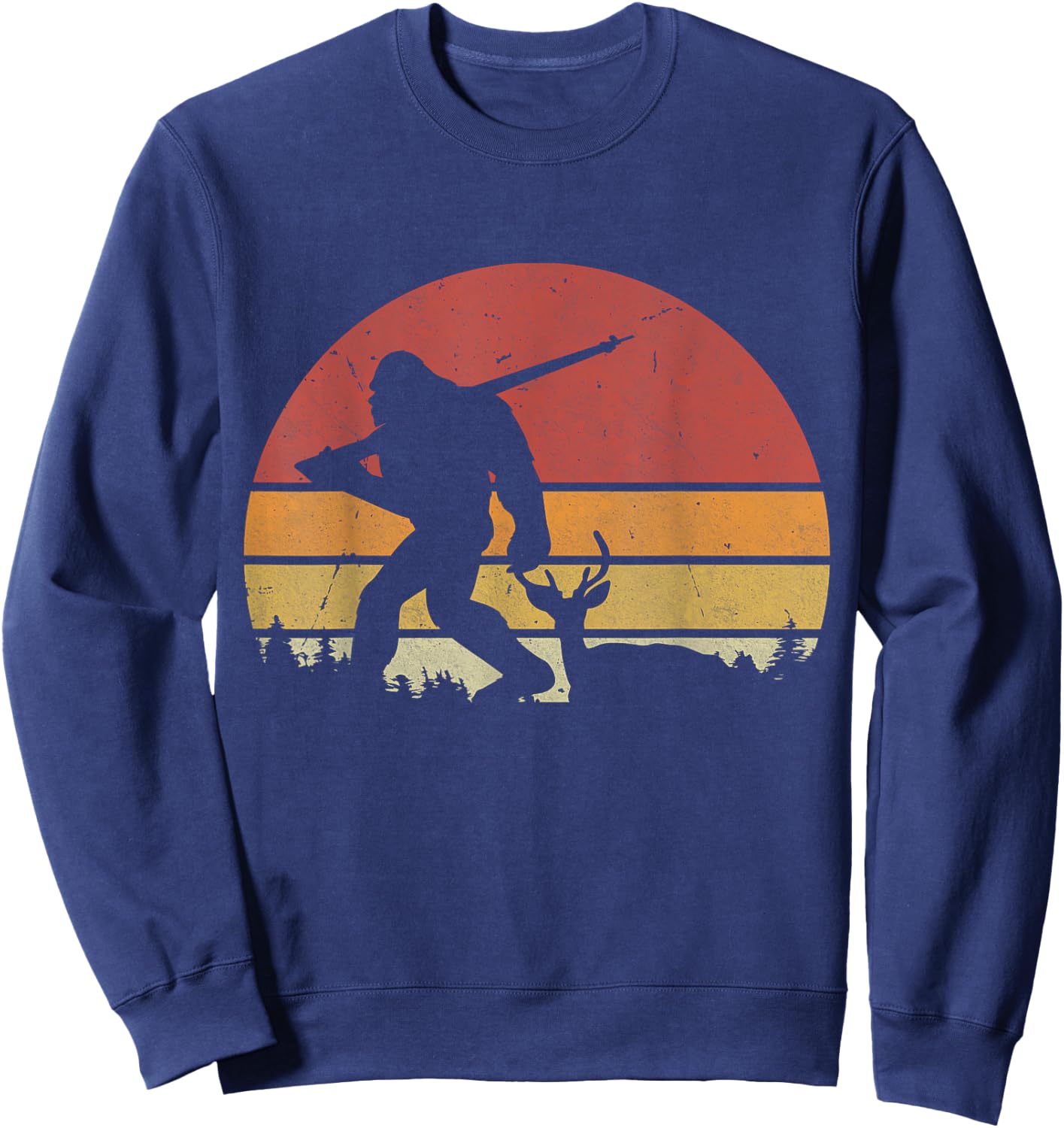 Funny Retro Bigfoot Hunting Sasquatch Funny Bigfoot Hunting Sweatshirt - Sweatshirt | Navy