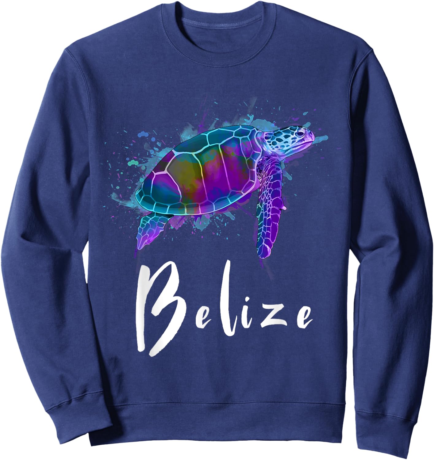 Belize Watercolor Sea Turtle Souvenir Sweatshirt - Sweatshirt | Navy