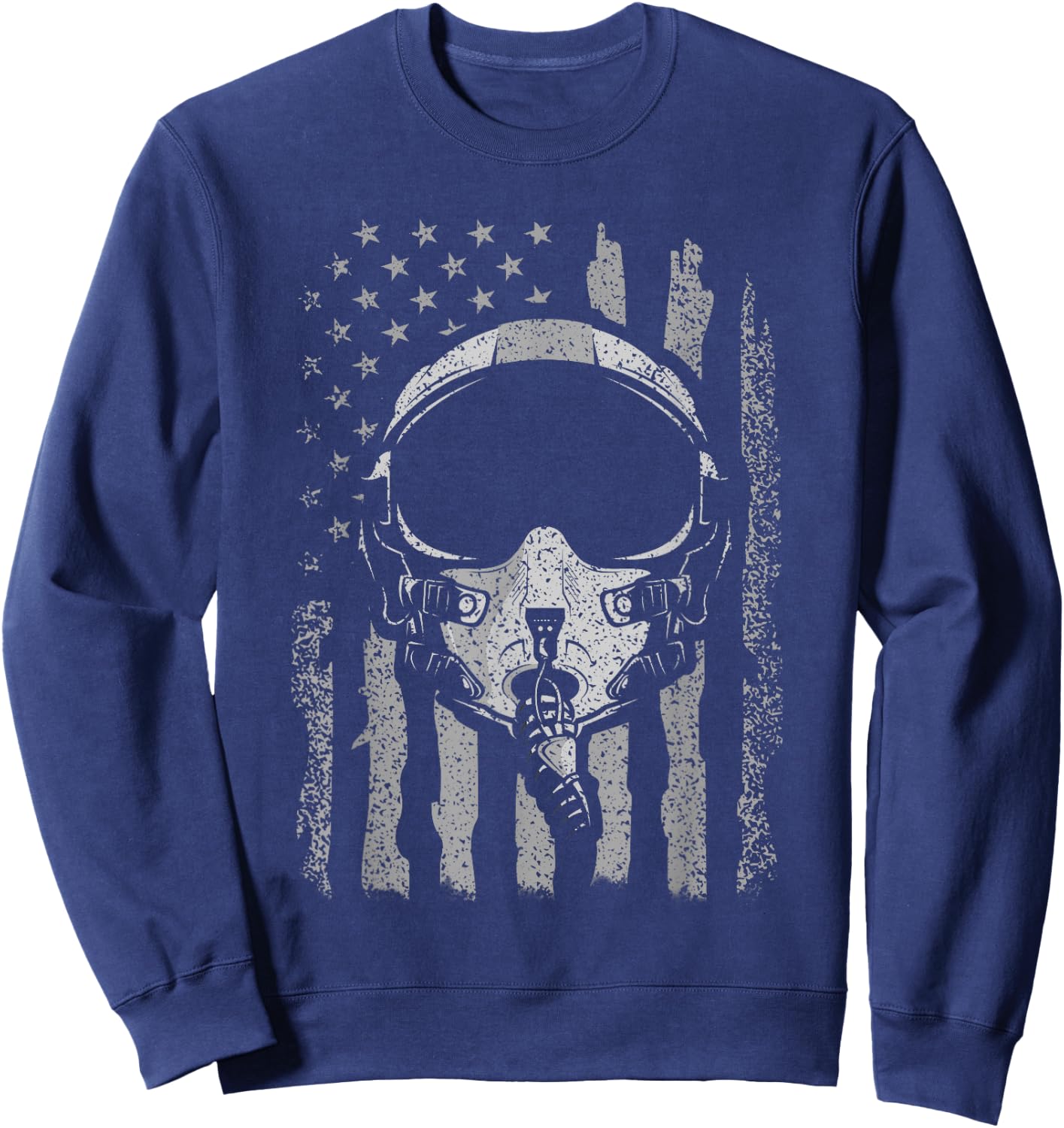 Jet Helmet Pilot Helmet American Flag Sweatshirt - Sweatshirt | Navy