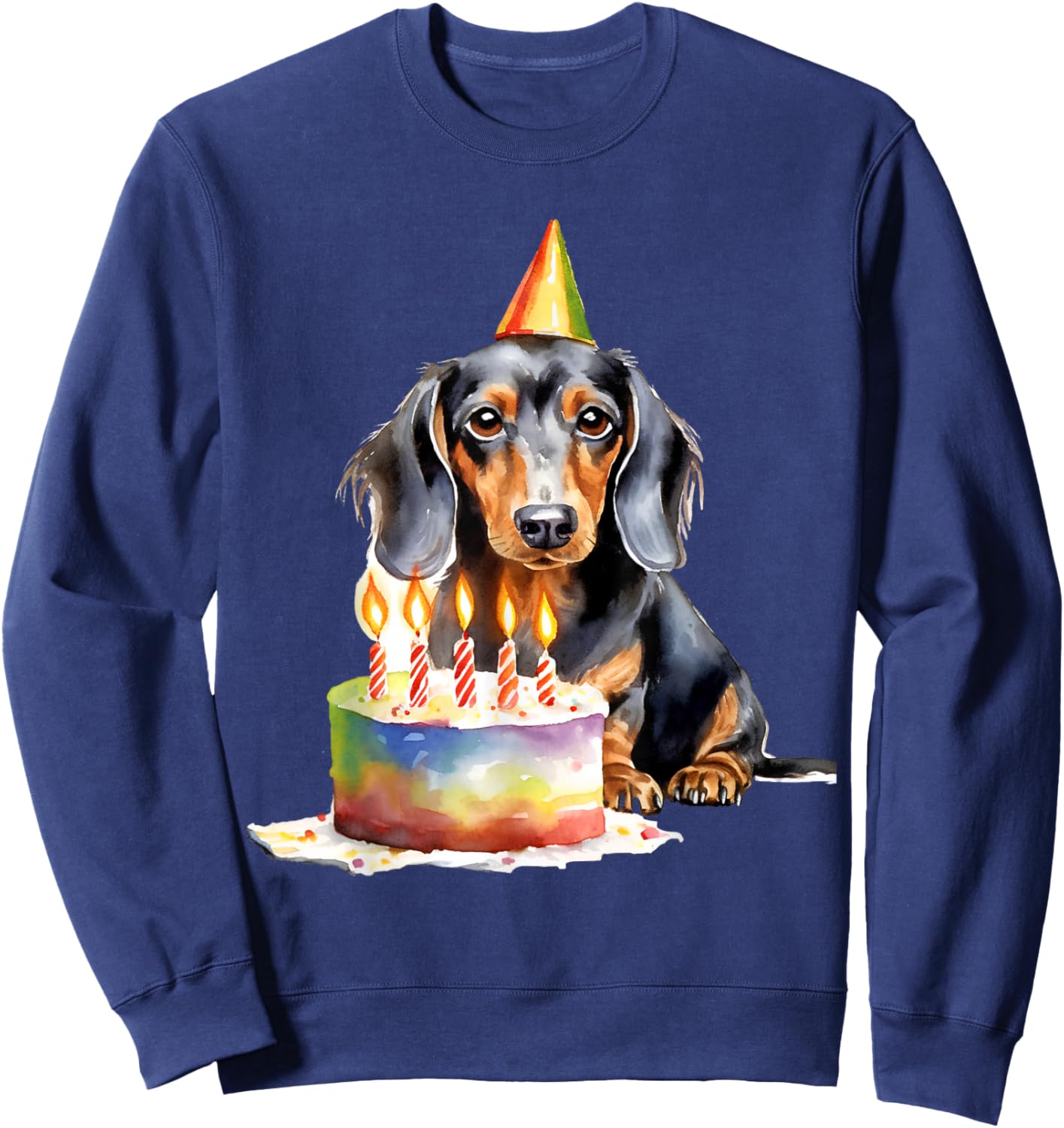 Dachshund Dog Birthday Party Cake Perfect for Dog Lovers Sweatshirt - Sweatshirt | Navy
