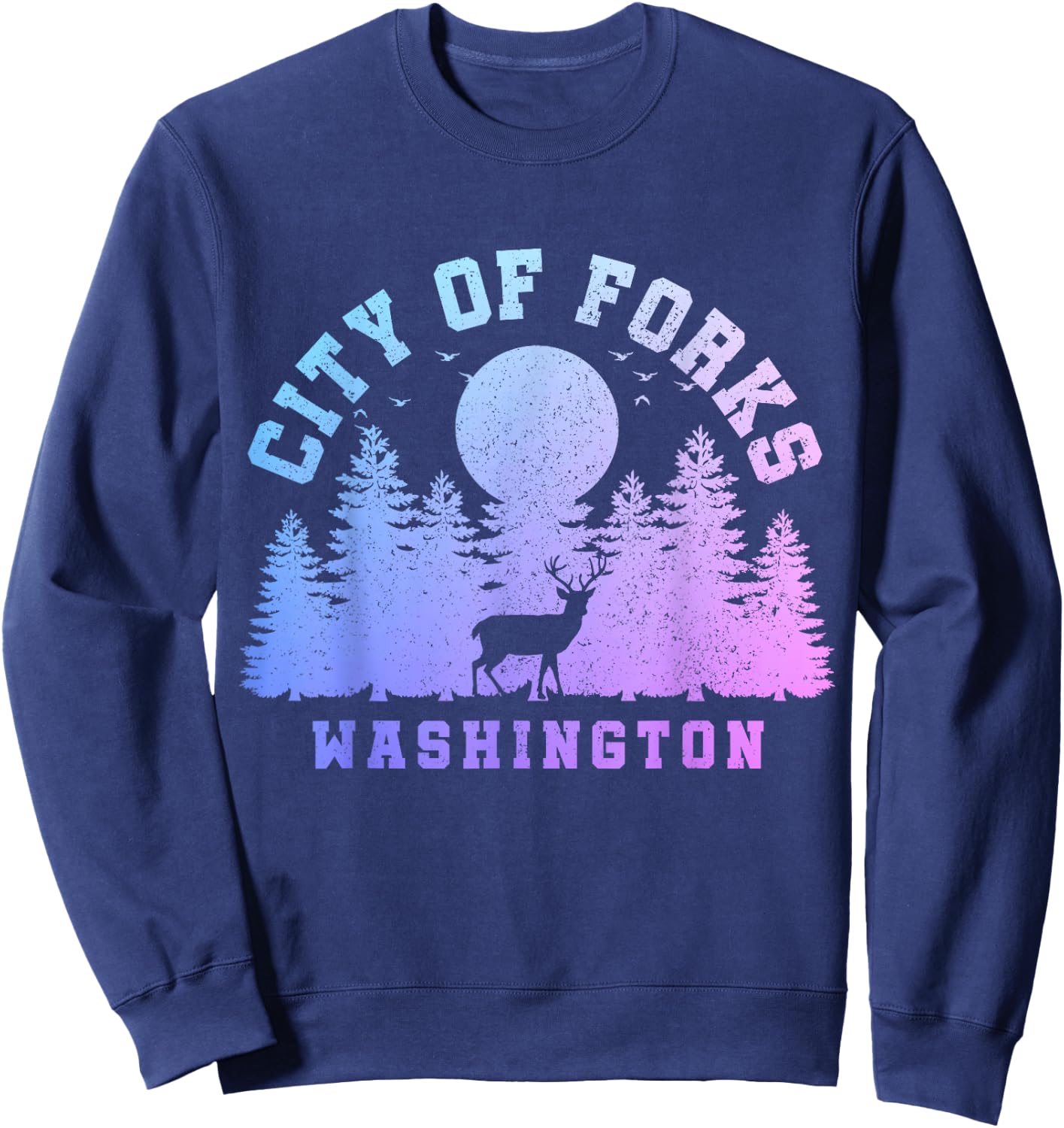 City Of Forks Washington Deer Nature Hiking Camping Pride Sweatshirt - Sweatshirt | Navy