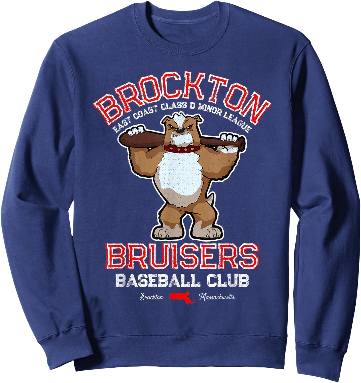 Brockton Bruisers Retro Minor League Baseball Team Sweatshirt - Sweatshirt | Navy