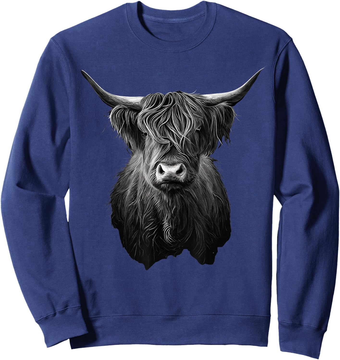 Scottish Highland Cow Cattle Hairy Cow Sweatshirt - Sweatshirt | Navy