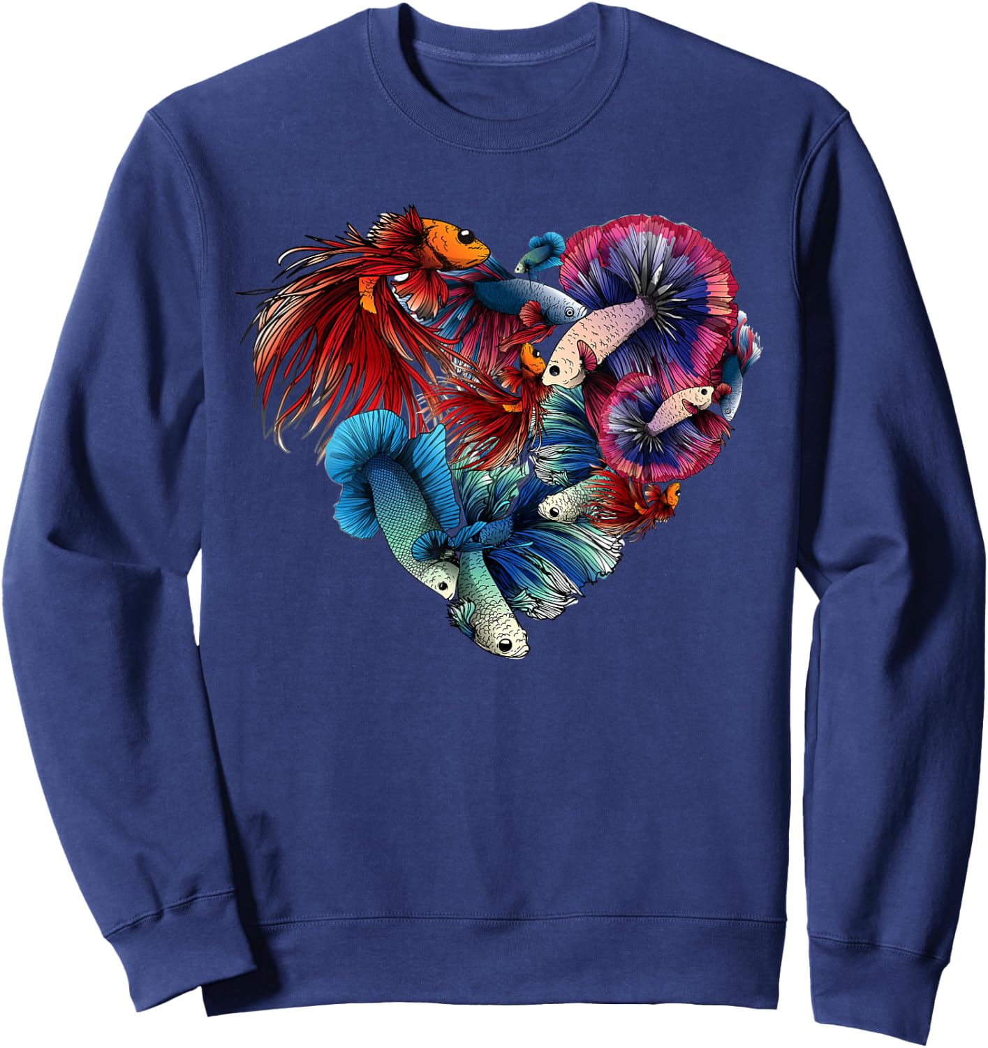 Siamese Fighting Fish Betta A Colorful Heart Betta Fishes Sweatshirt - Sweatshirt | Navy