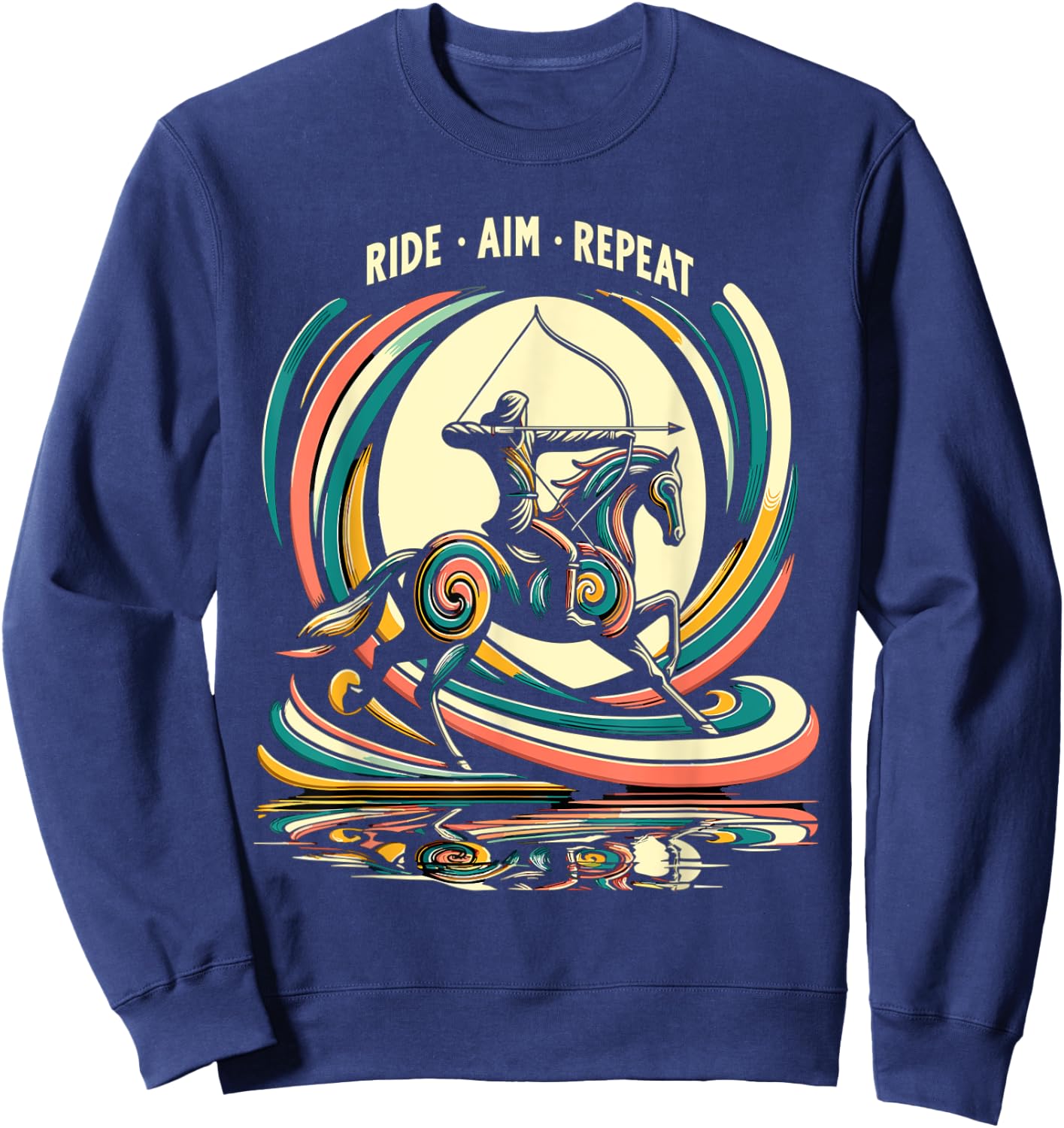 Retro Horse Rider Mounted Archery Sweatshirt - Sweatshirt | Navy