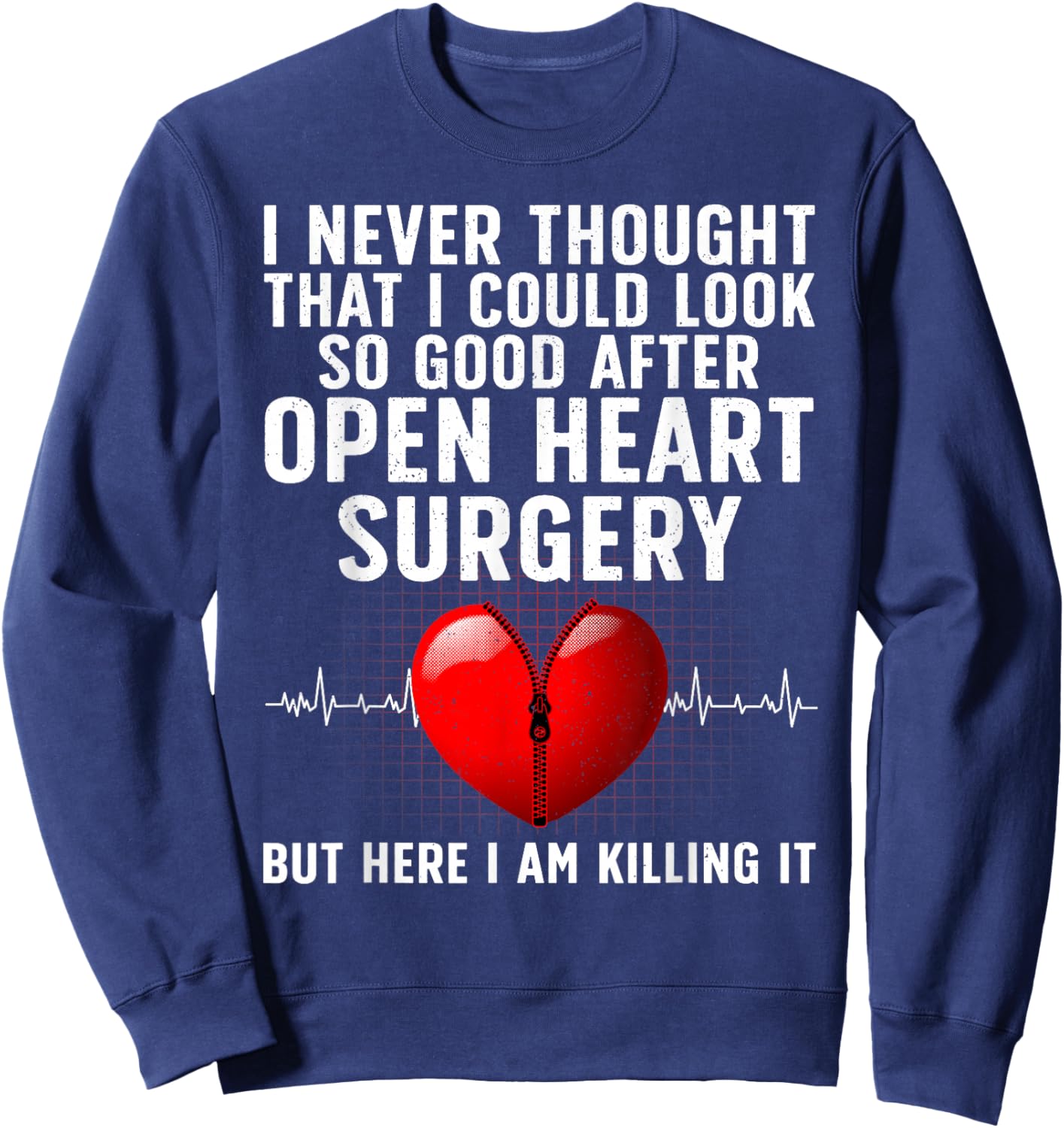 Open Heart Surgery Art Women Heart Patient Operation Sweatshirt - Sweatshirt | Navy