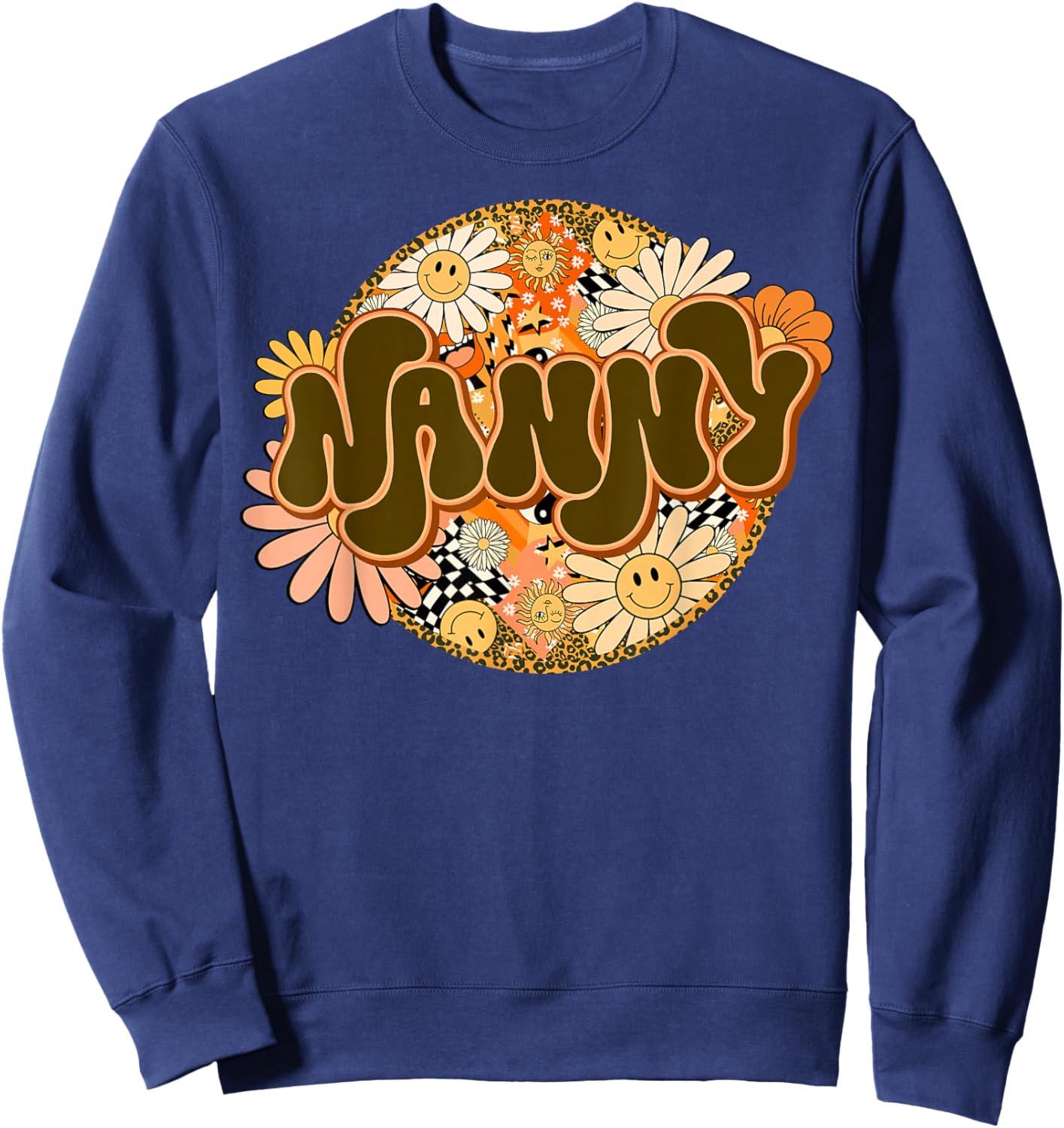 Dope Nanny Girls & Women Cute Daycare Provider Queen Groovy Sweatshirt - Sweatshirt | Navy
