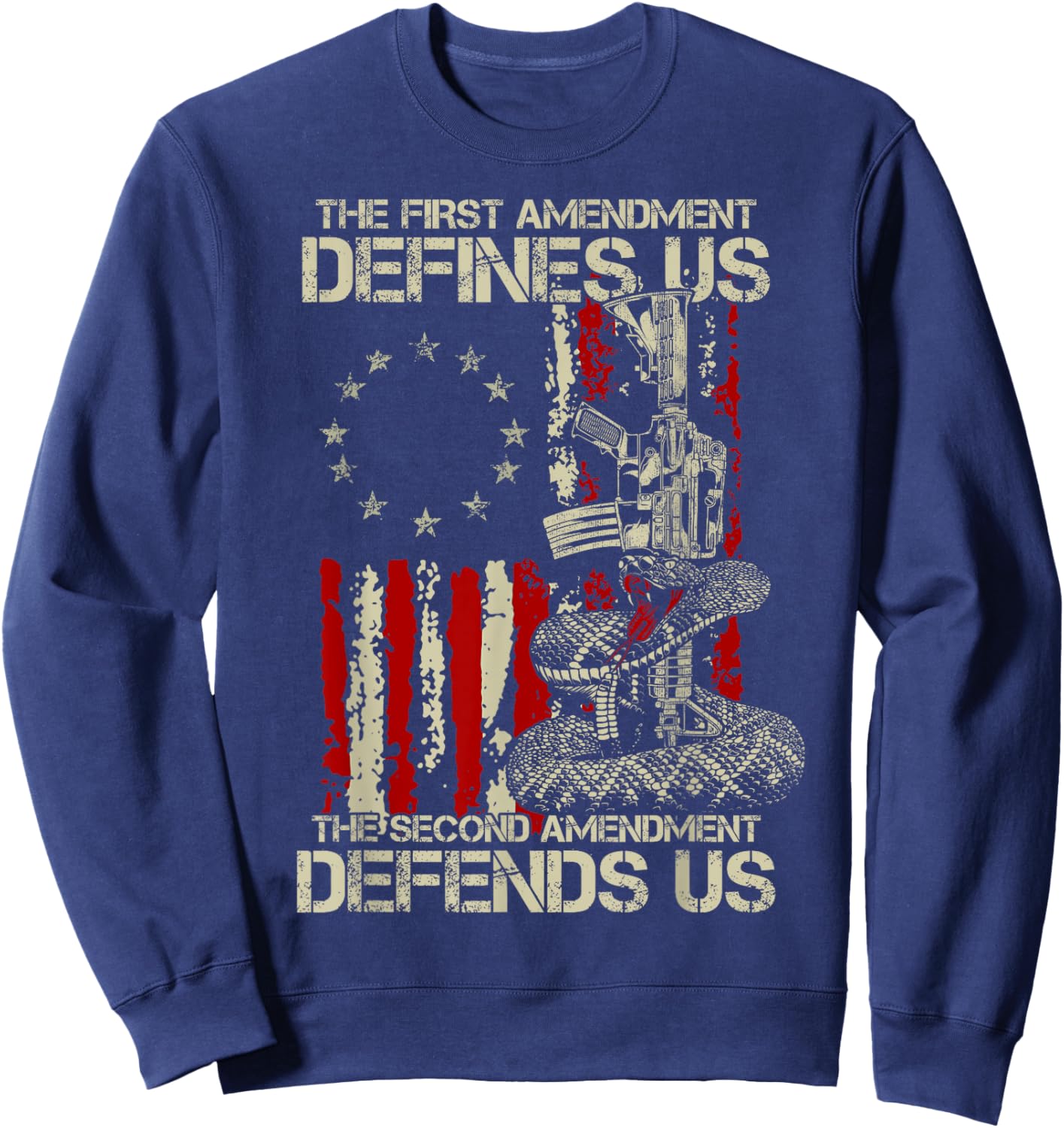 The First Amendment defines us American Flag Sweatshirt - Sweatshirt | Navy