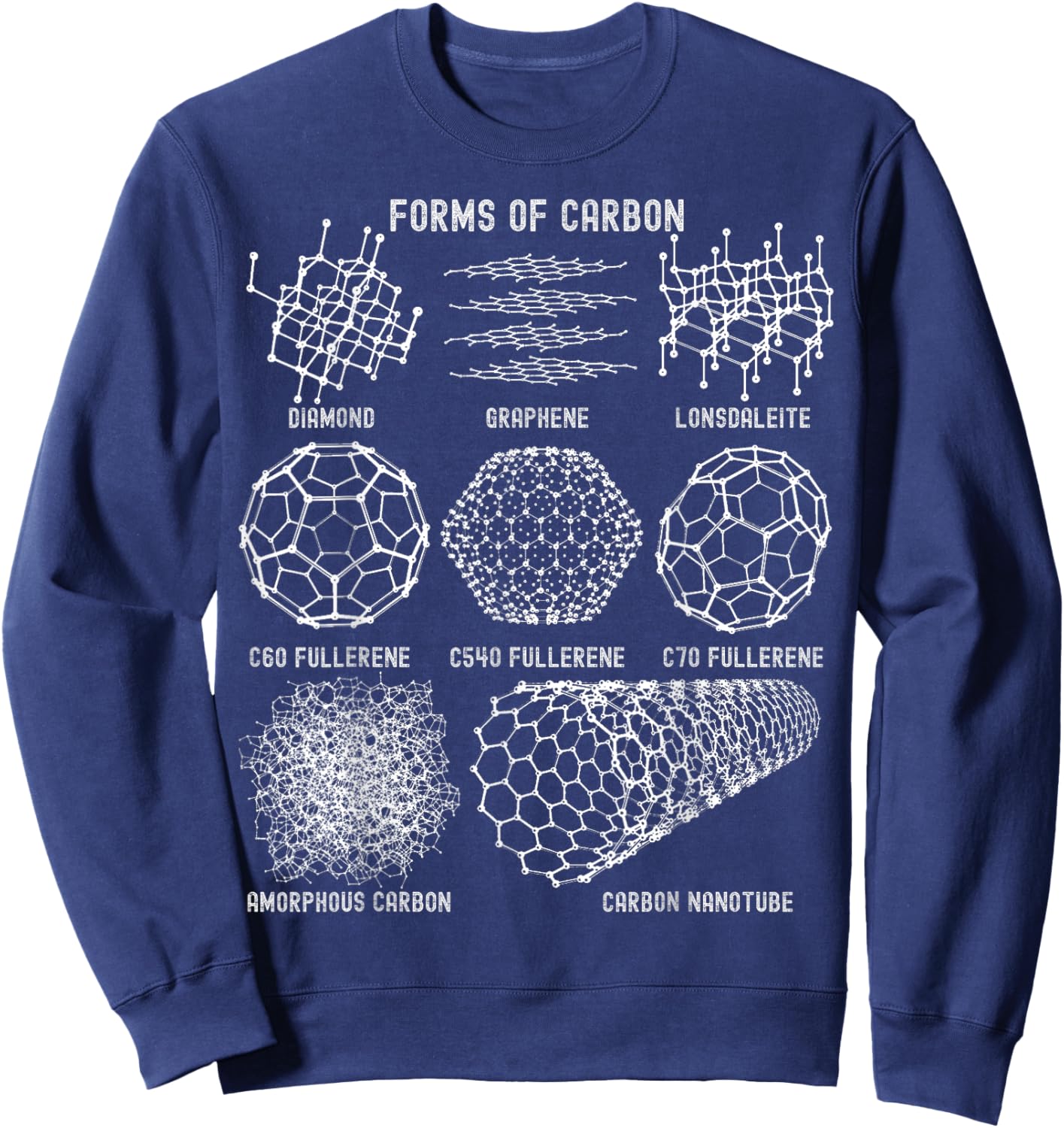 Sheldon Nerdy Forms Carbon Nanotubes Chemistry Teacher Geek Sweatshirt - Sweatshirt | Navy